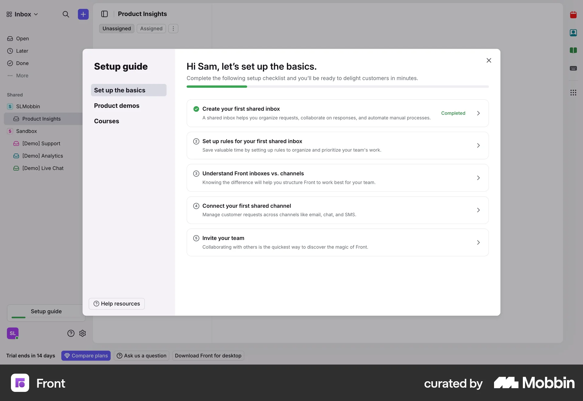 Front Web Progress screen