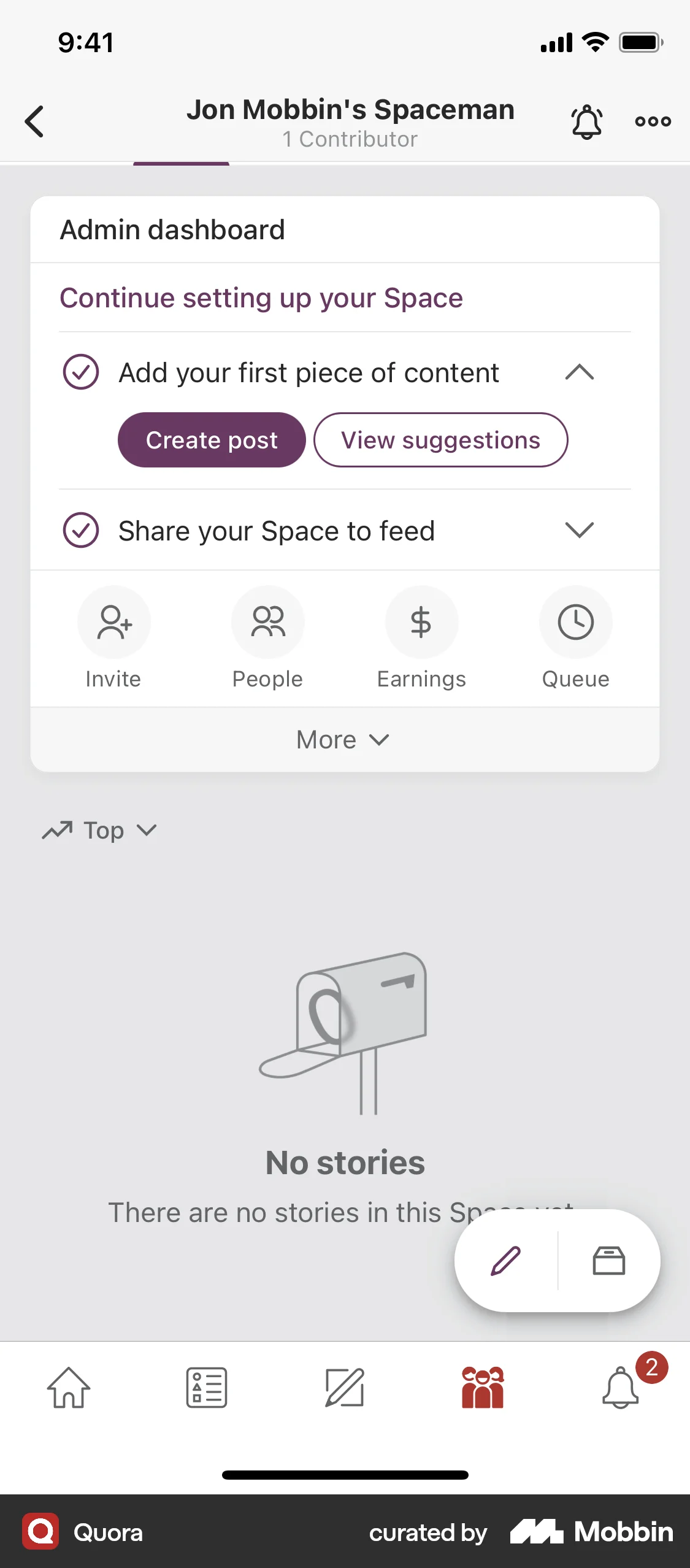 Quora iOS Groups & Community screen