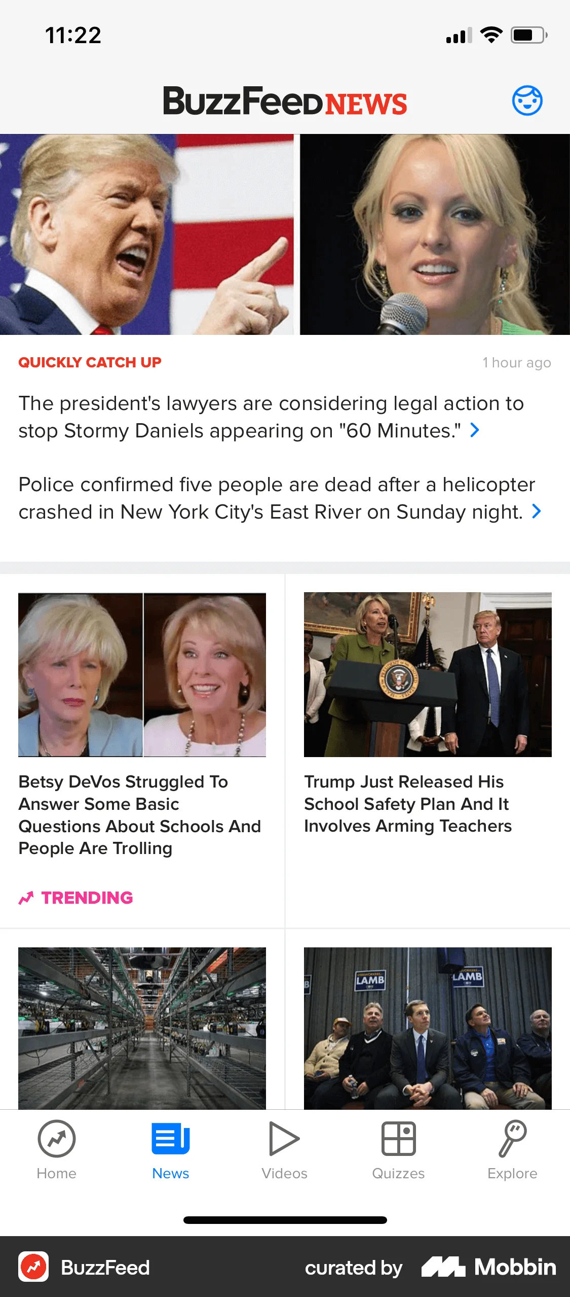 BuzzFeed iOS News Feed screen