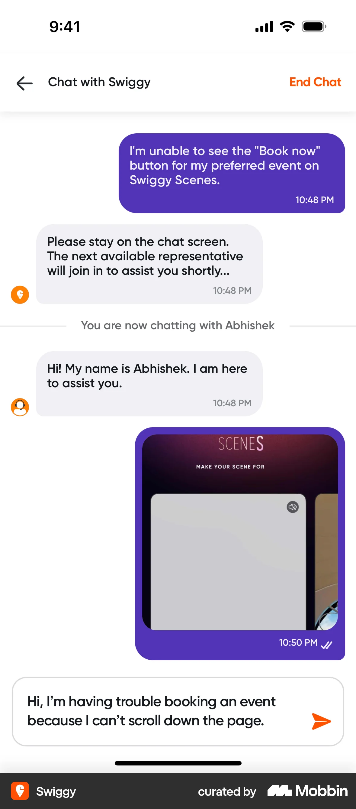 Swiggy iOS Date & Time screen