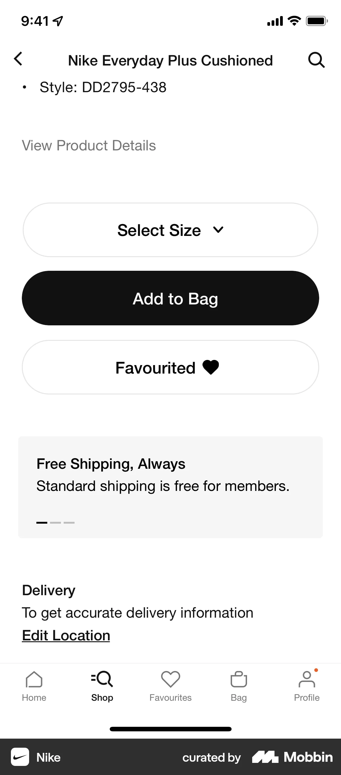 Nike iOS Save screen