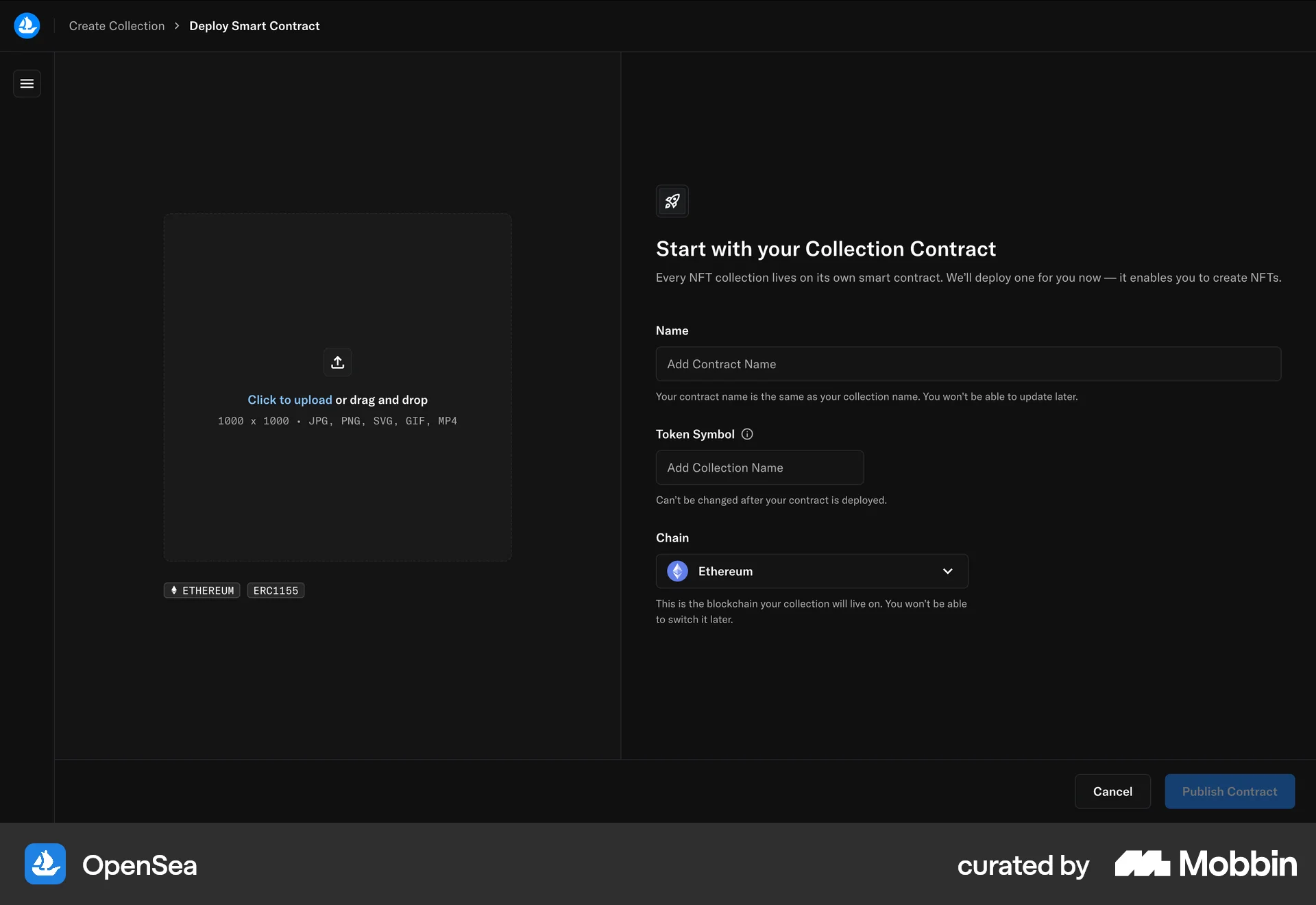 OpenSea Web Upload & Download screen