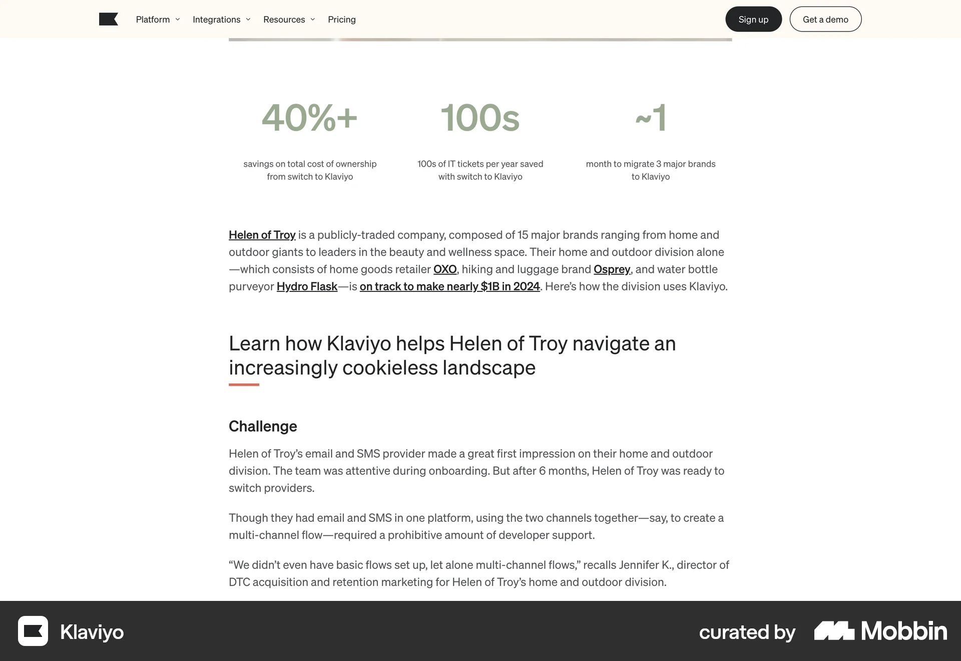 Klaviyo Web Article Detail screen