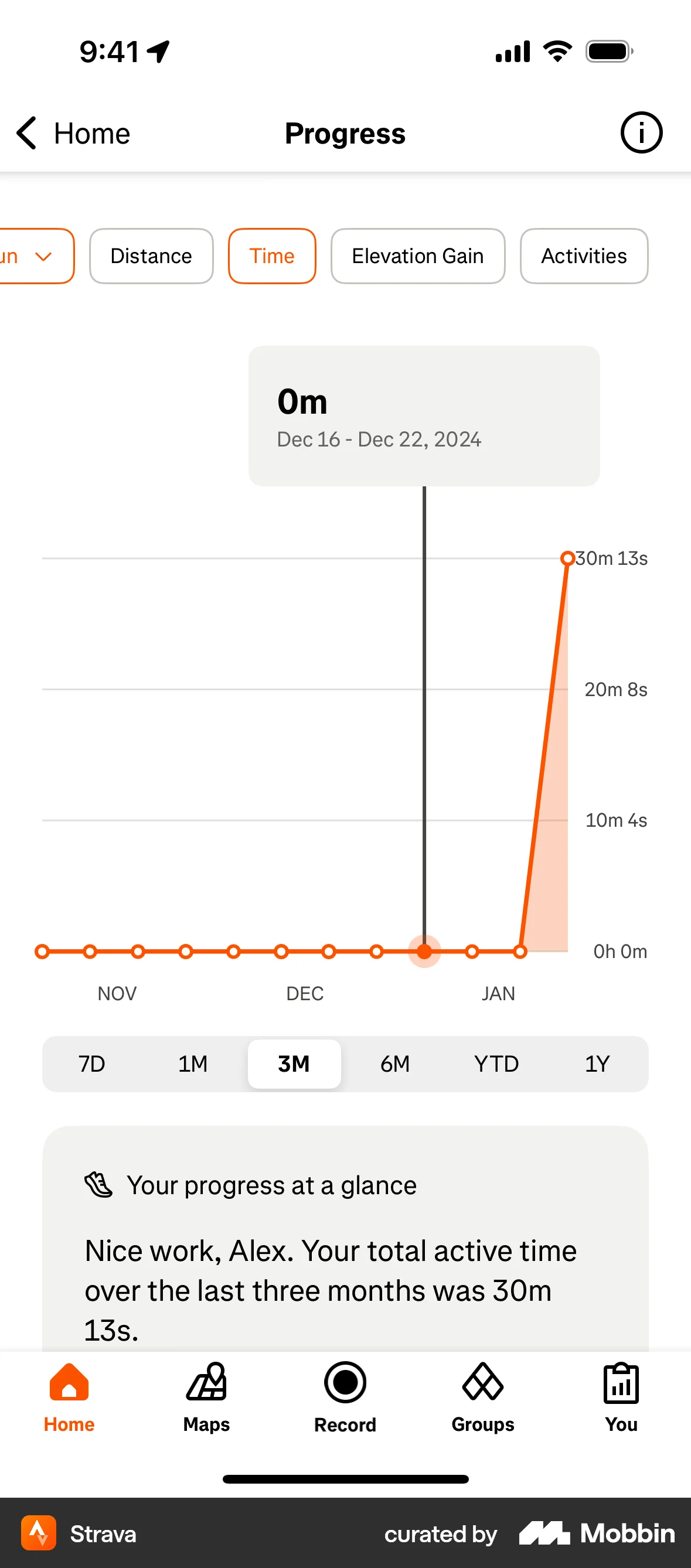 Strava iOS Graph UI Design screen