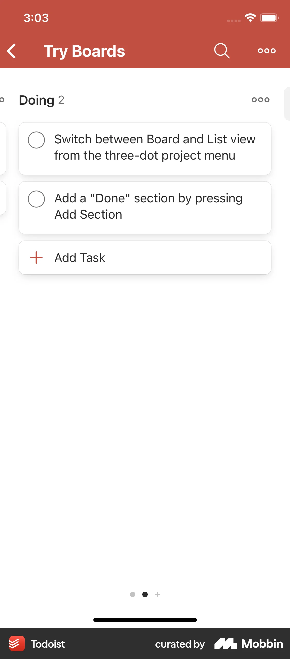 Todoist iOS Goal & Task screen