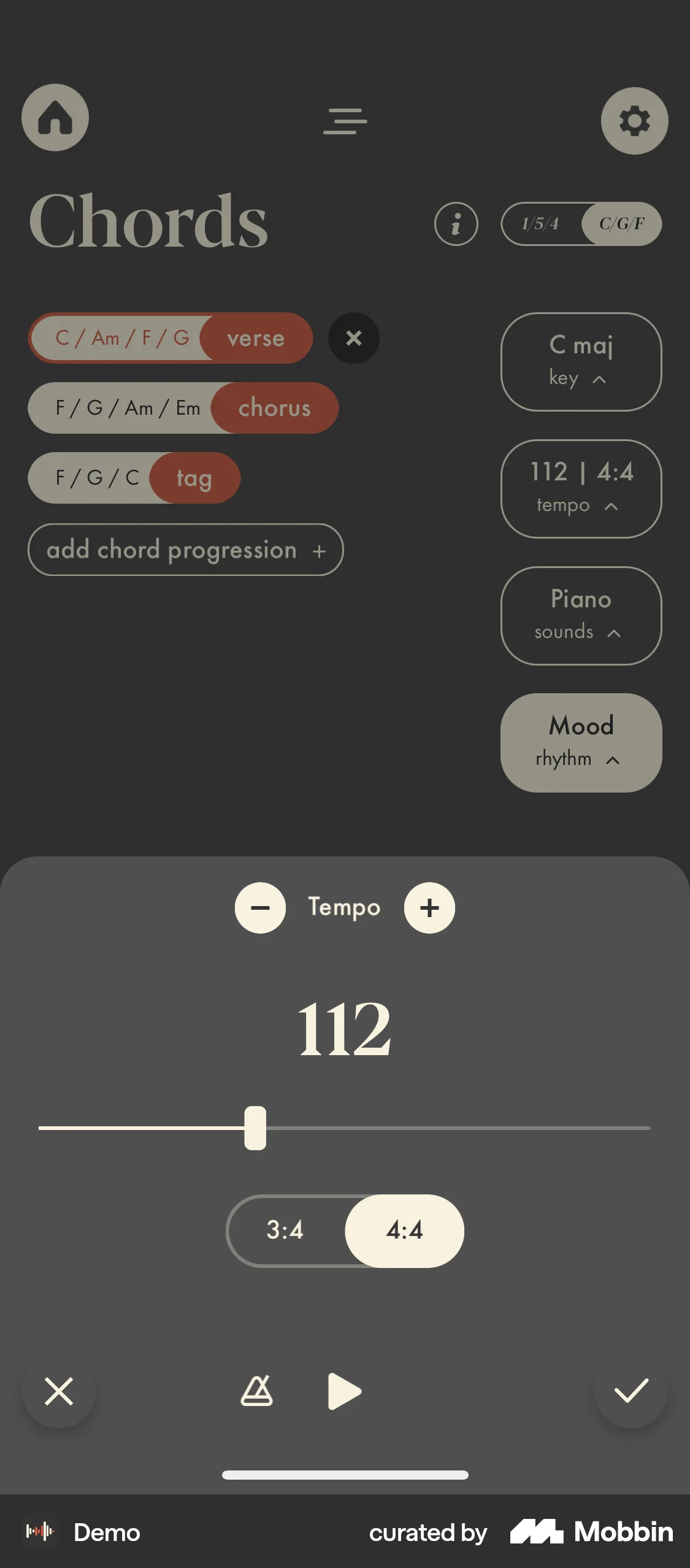 Demo iOS screen containing Stepper UI element