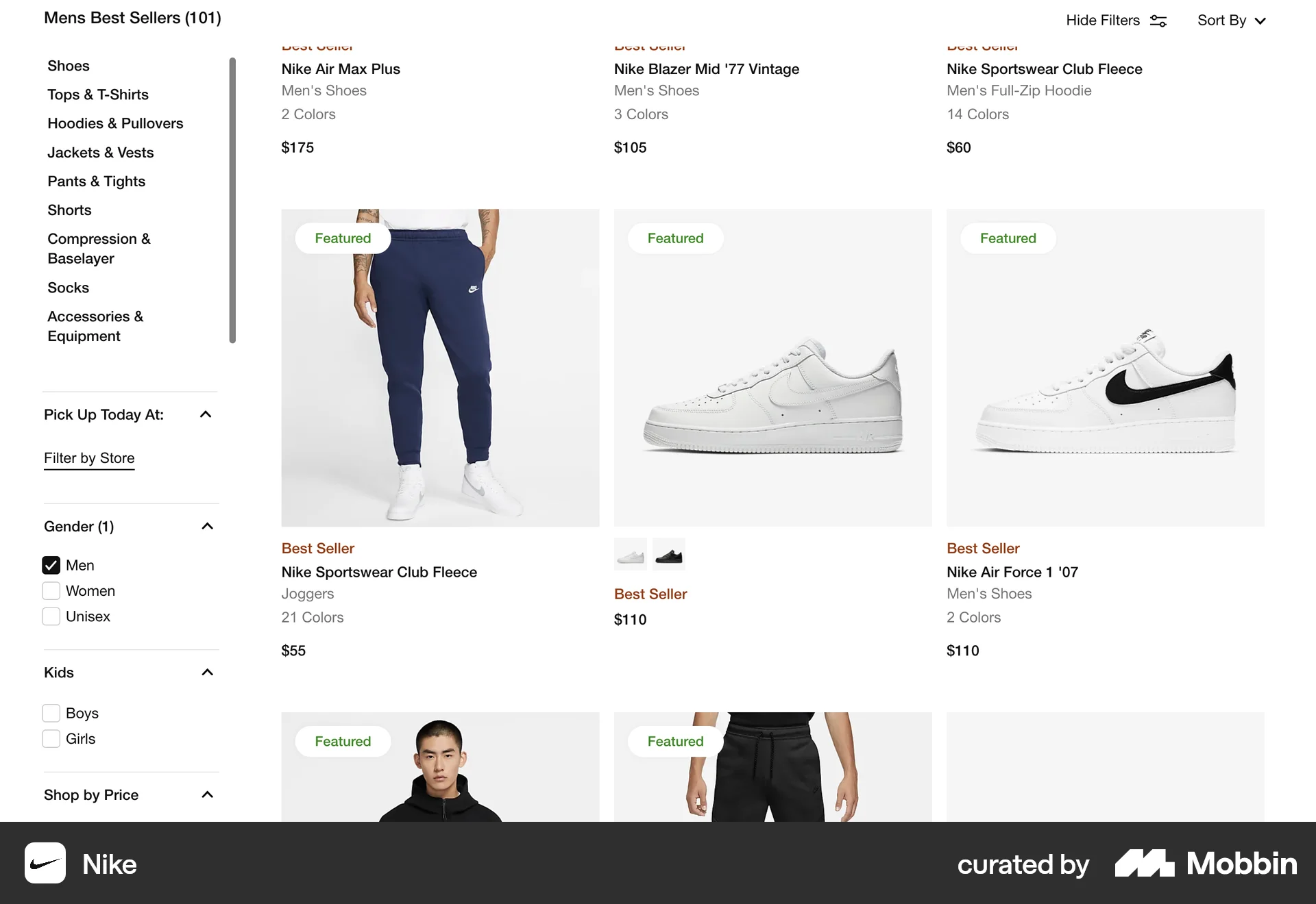 Nike Web Shop & Storefront screen
