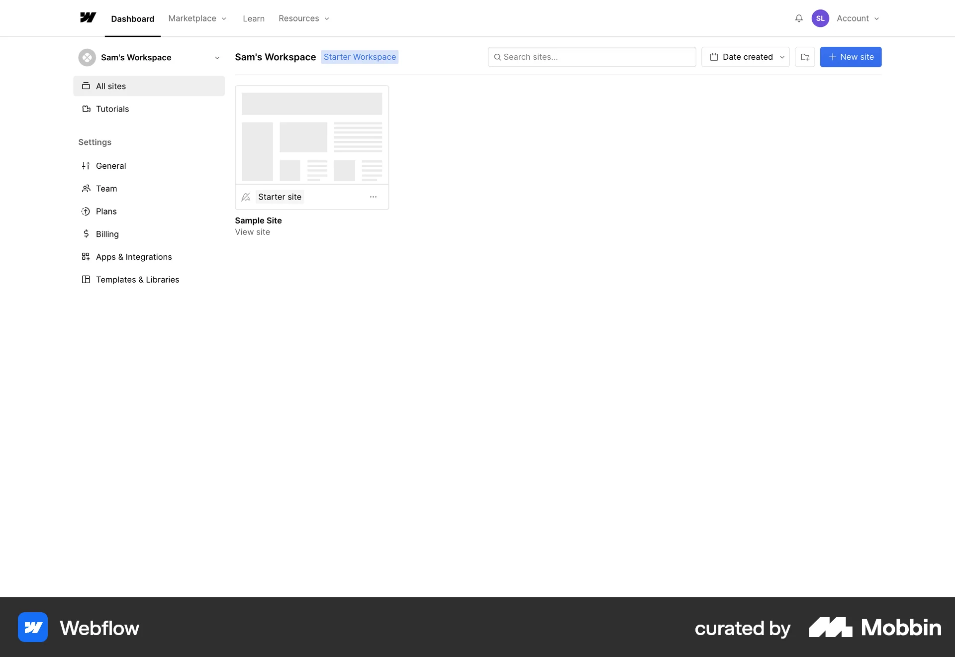 Webflow Web Admin Dashboard screen