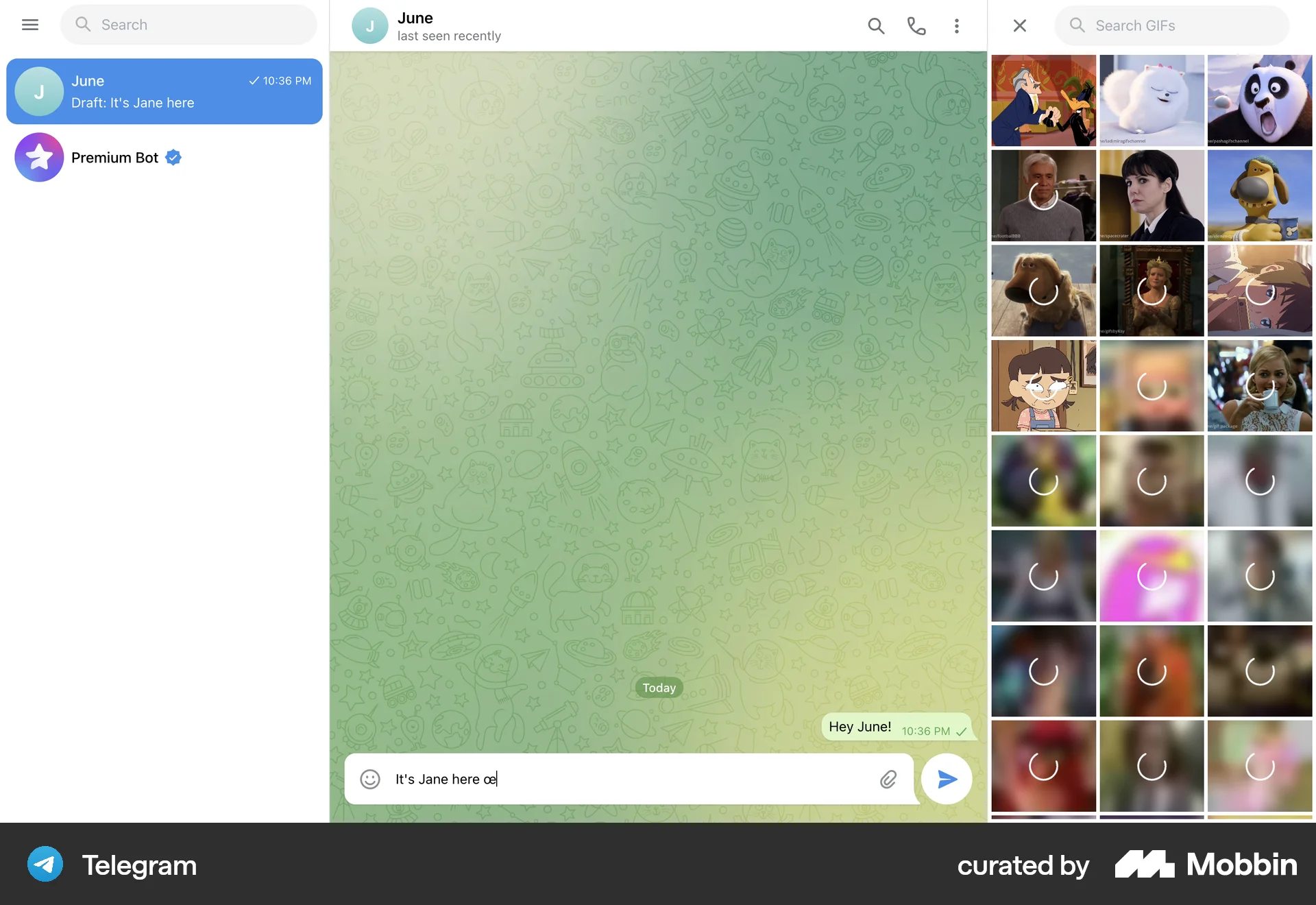 Telegram Web Communication App screen