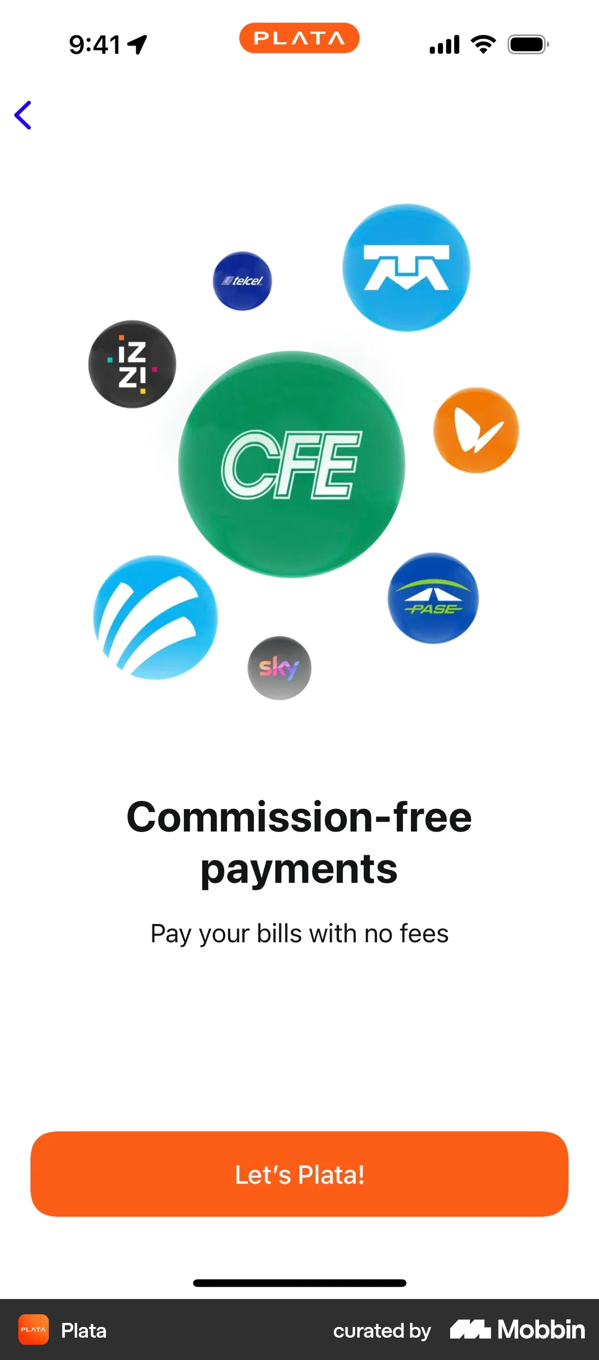 Plata Card iOS Welcome & Get Started screen