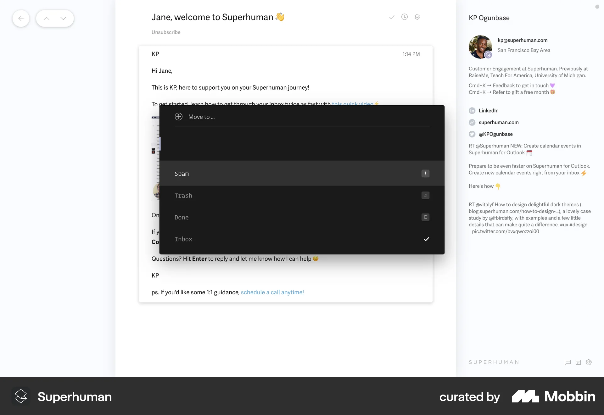 Superhuman Mail Web Move screen