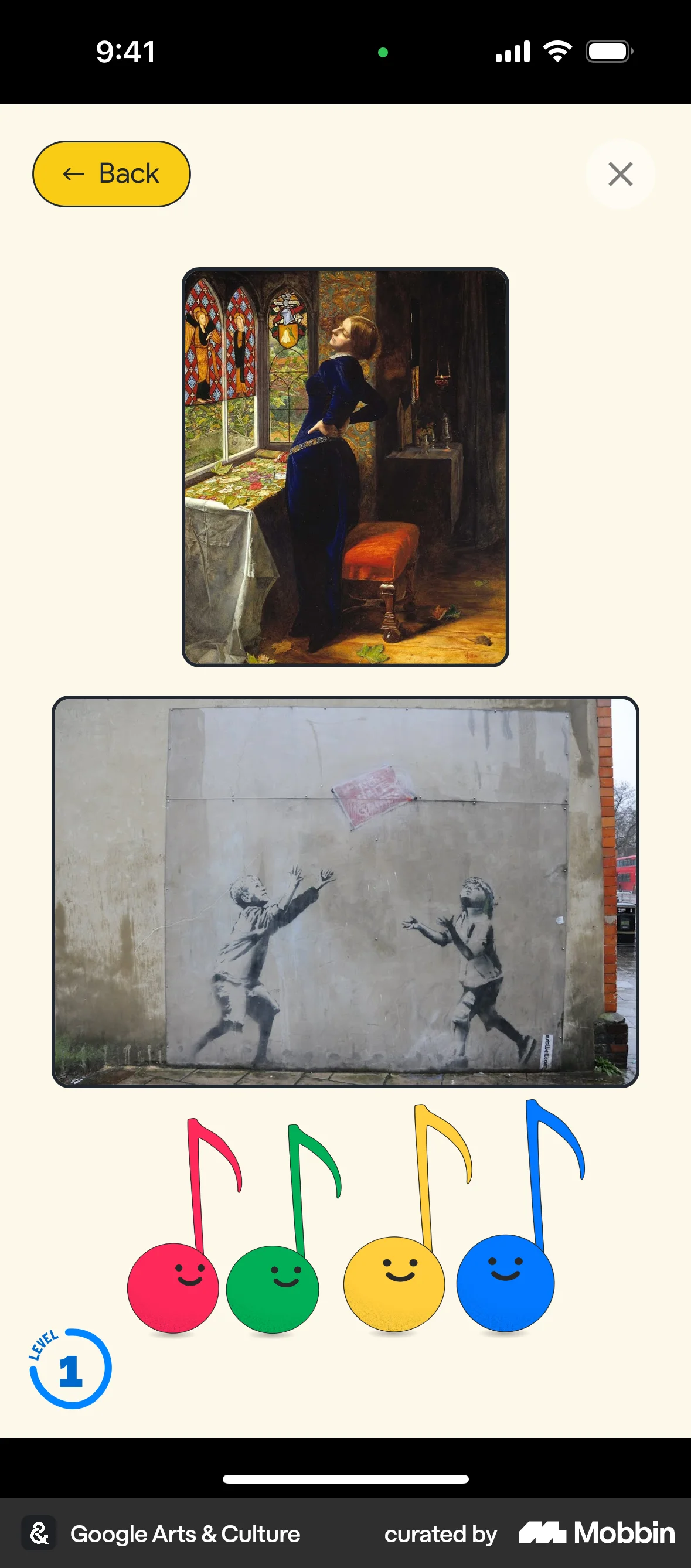 Google Arts & Culture iOS Game UI screen