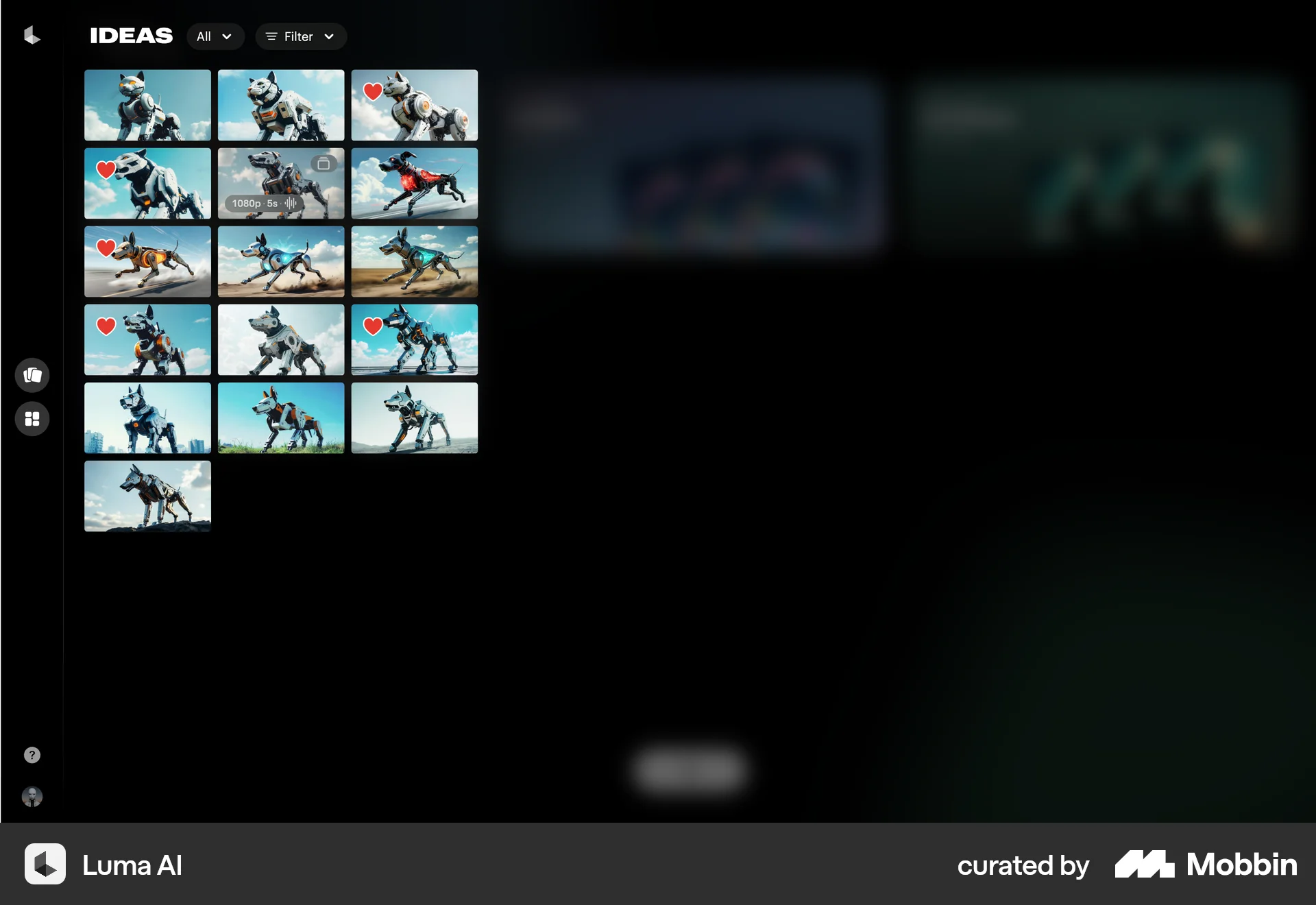 Luma AI Web screen containing Gallery UI element
