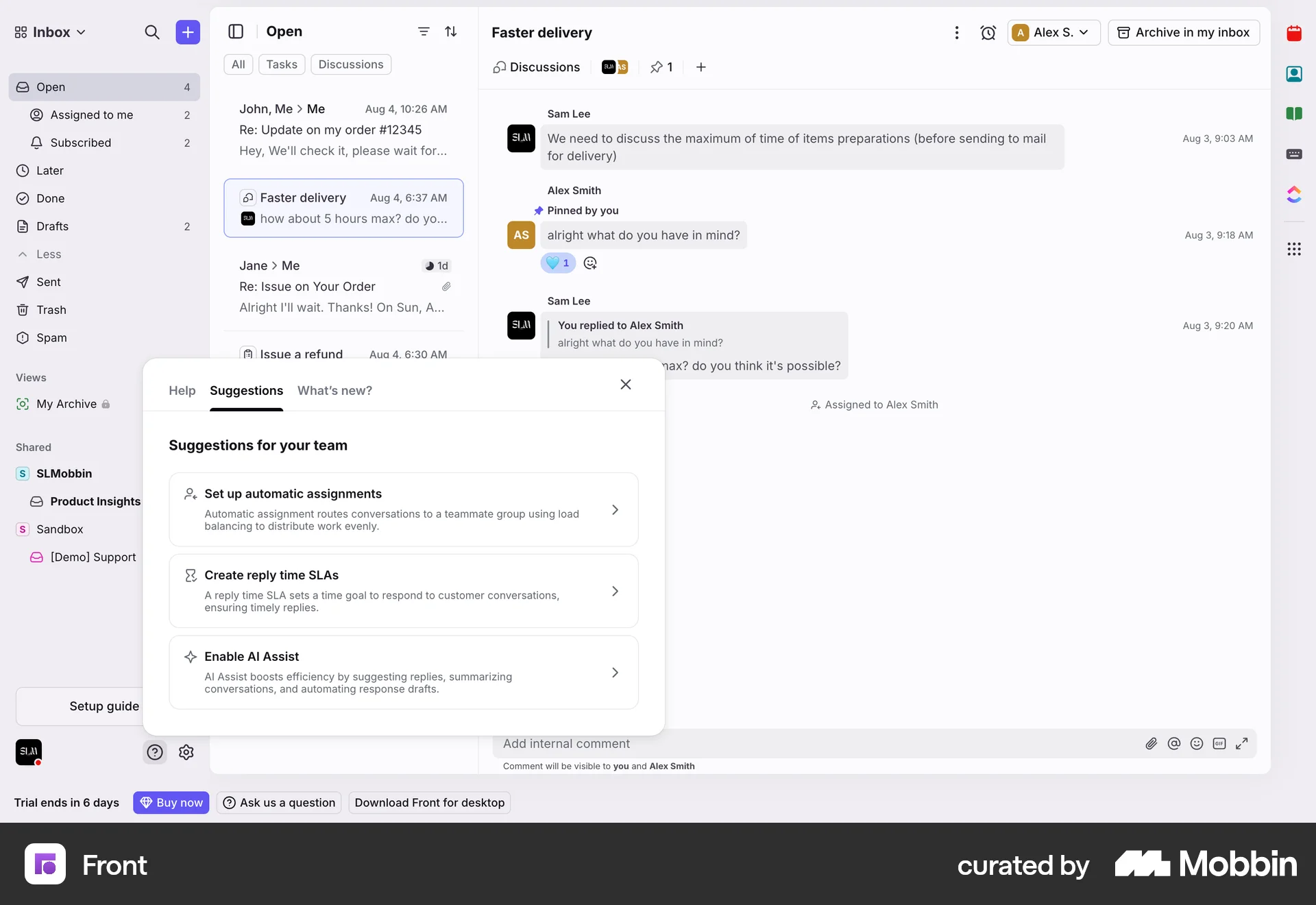 Front Web Suggestions & Similar Items screen