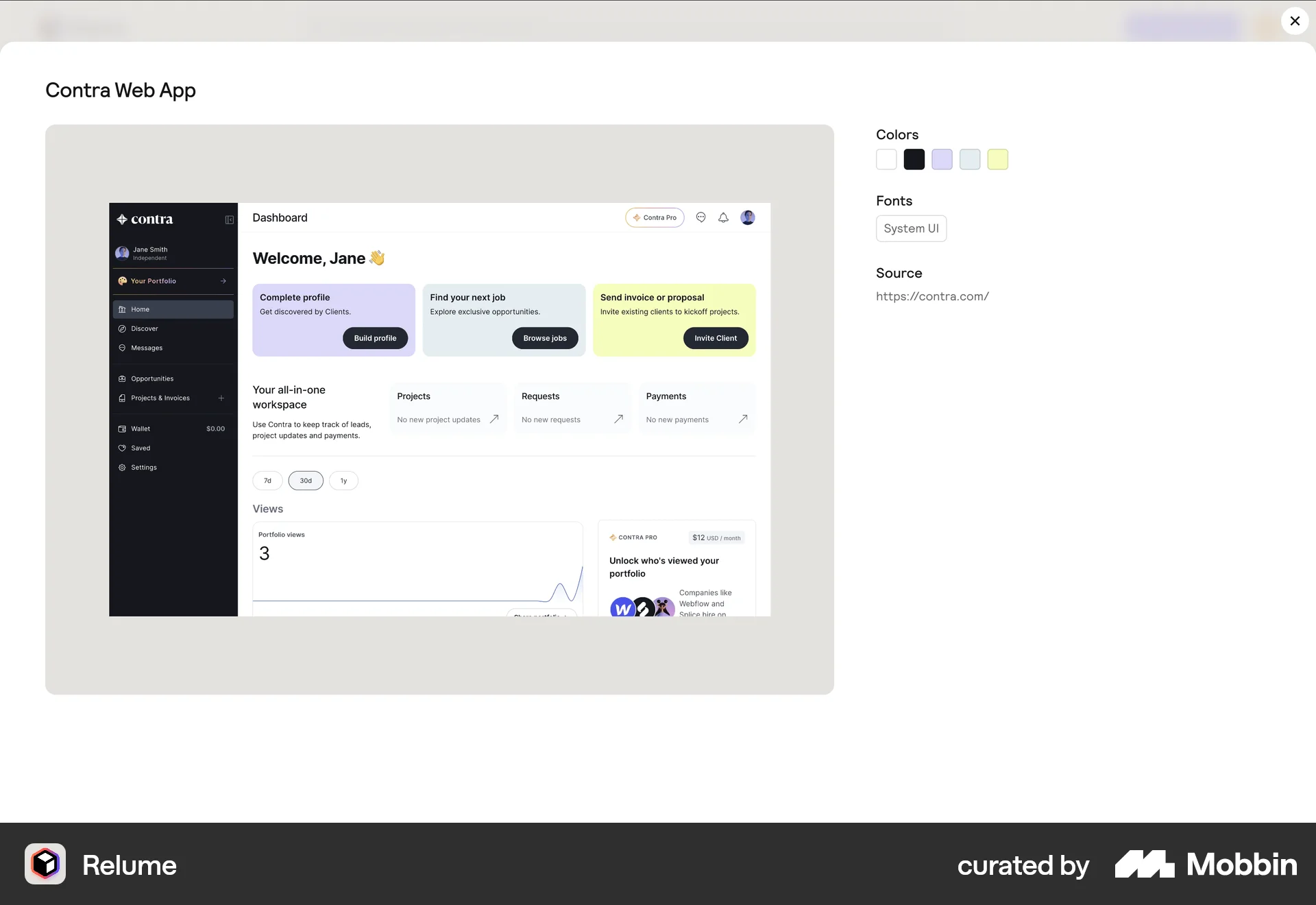 Relume Web screen containing Full-Screen Overlay UI element