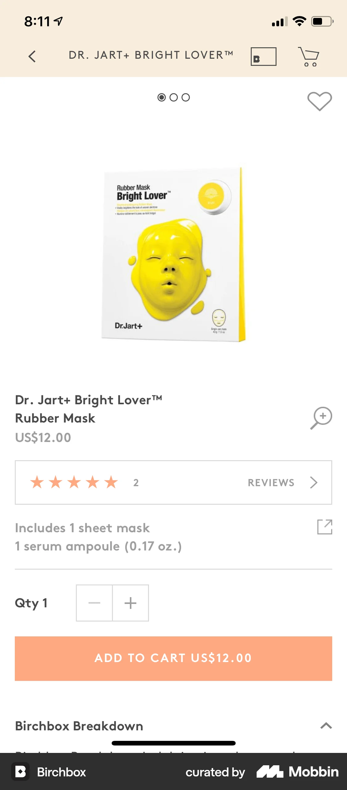 Birchbox iOS Product Detail screen