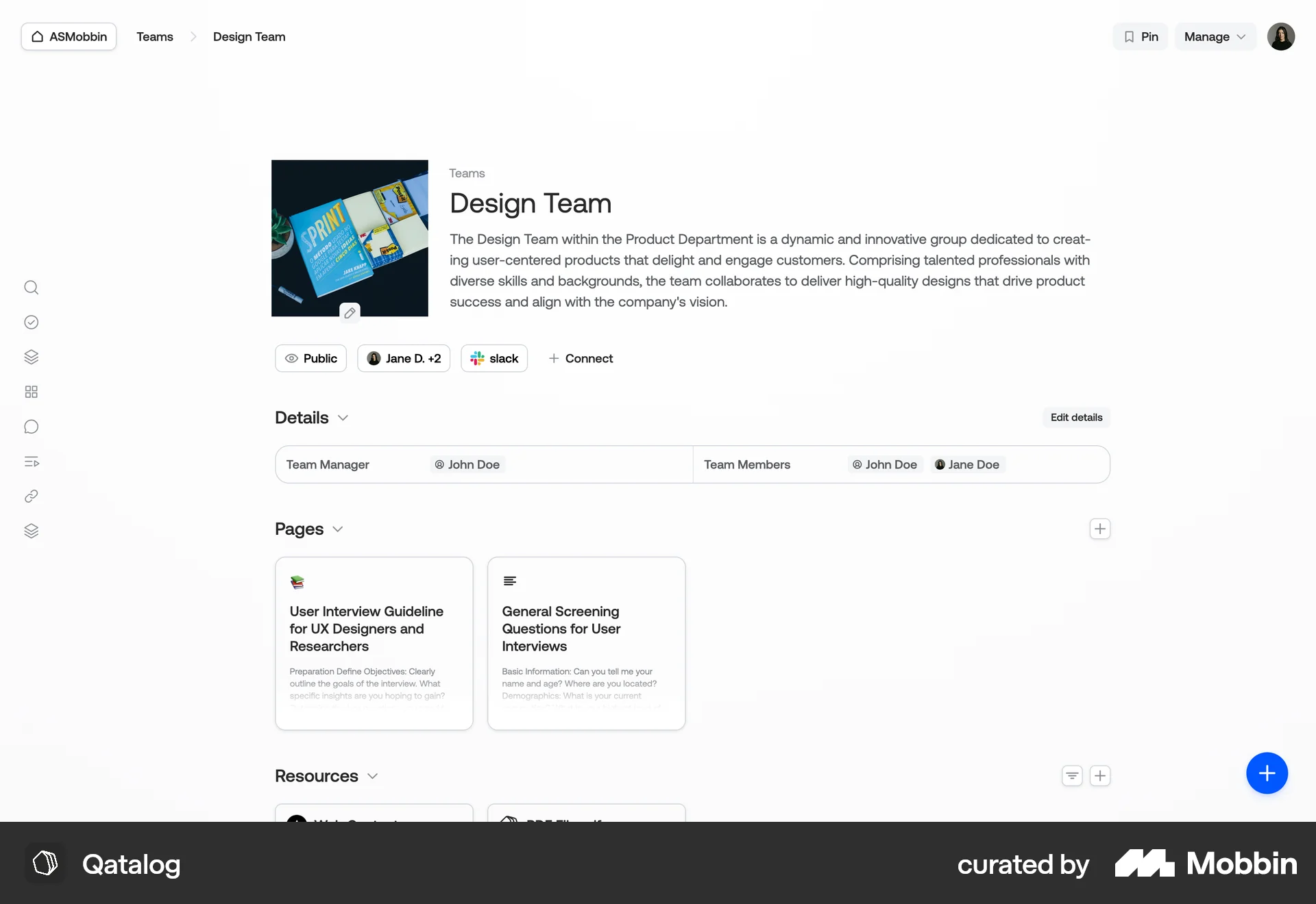 Qatalog Web screen containing Floating Action Button UI element