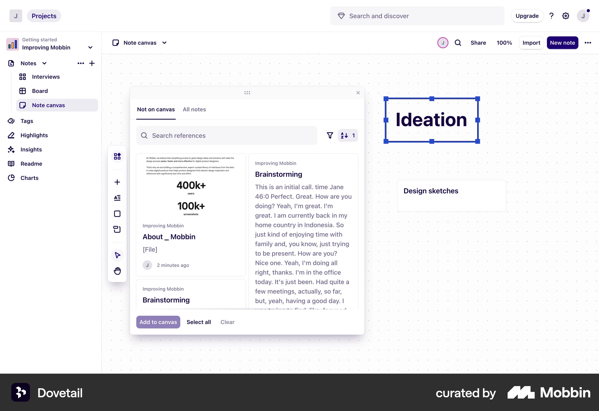 Dovetail Web Draw & Annotate screen