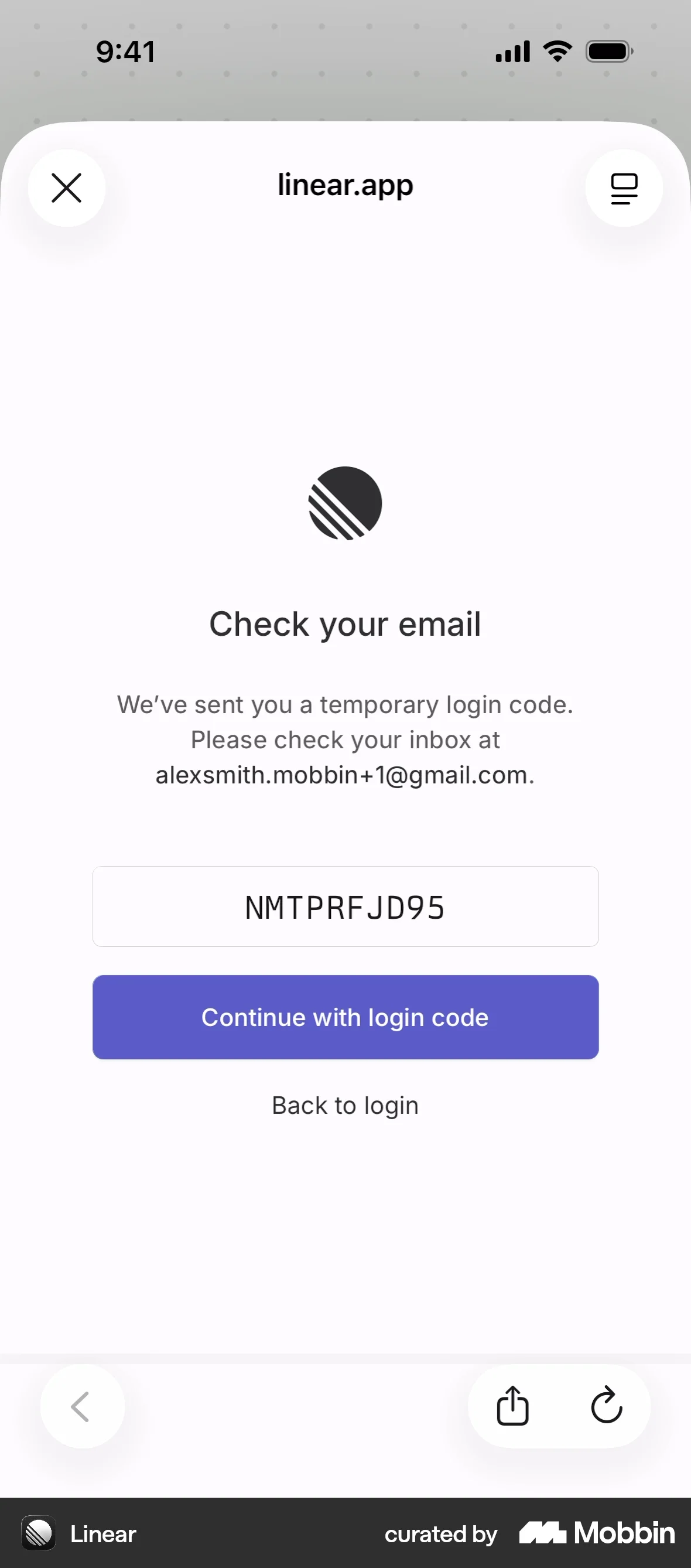 Linear Mobile Onboarding screen