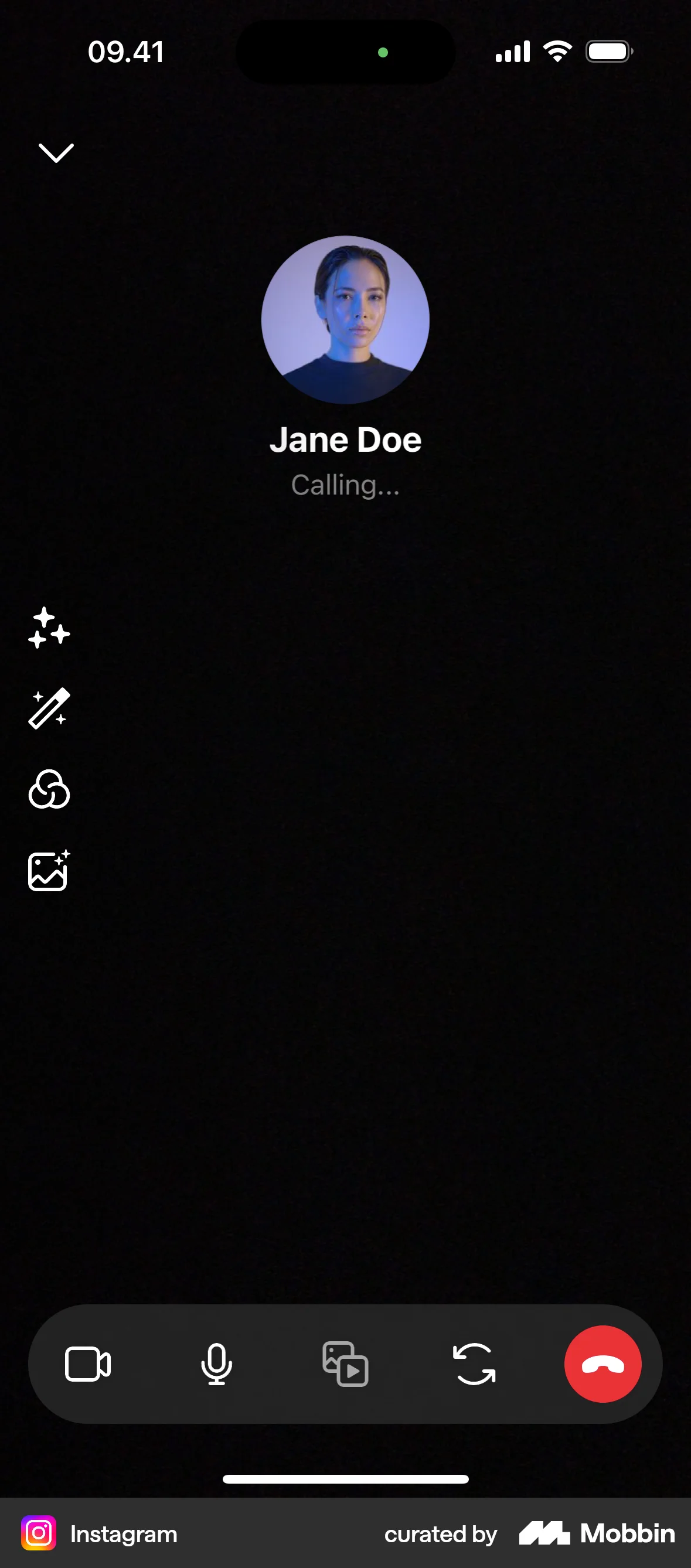 Instagram iOS Call screen