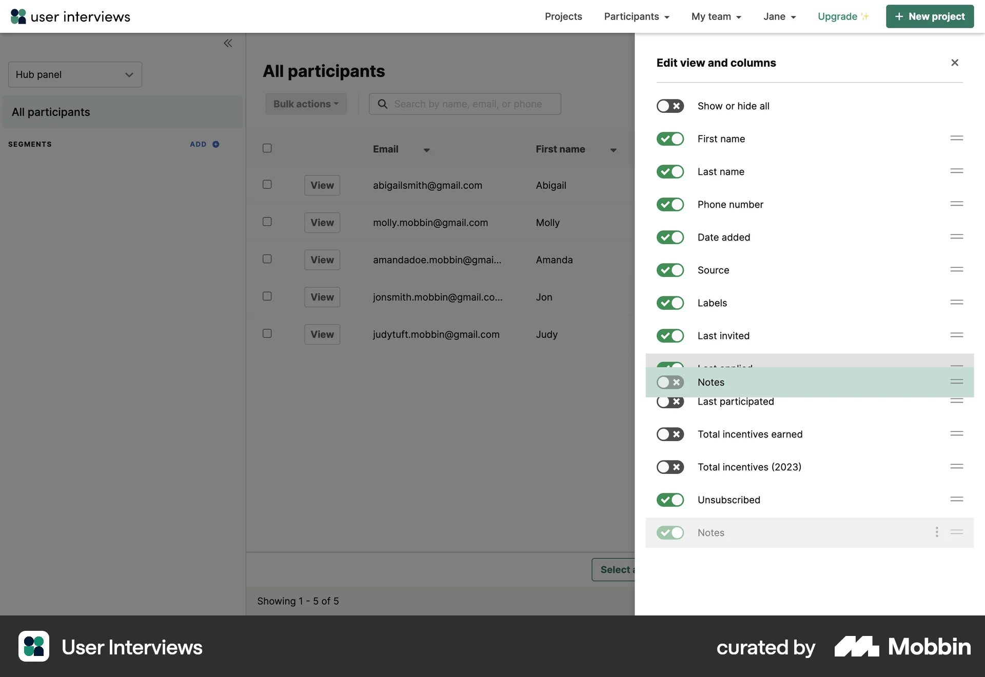 User Interviews Web Reorder screen