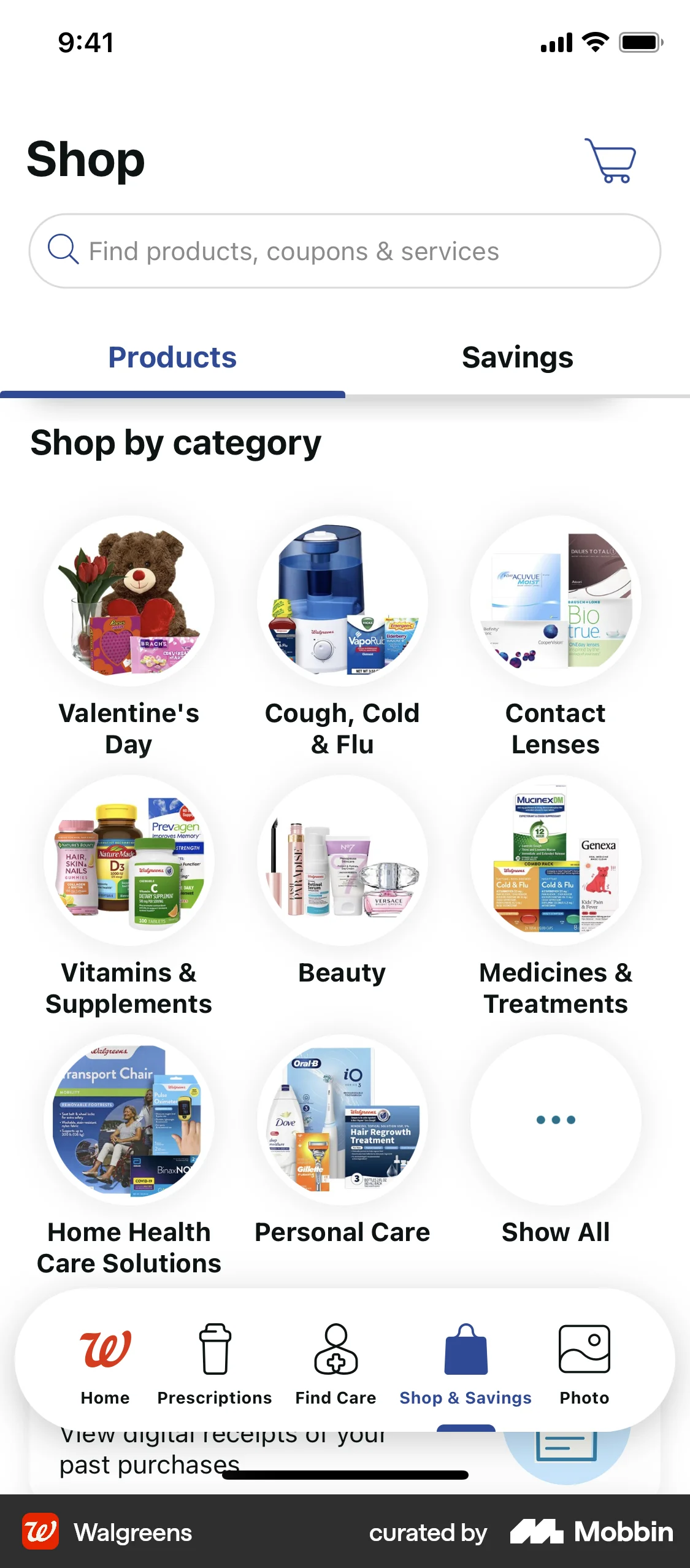 Walgreens iOS Shop & Storefront screen