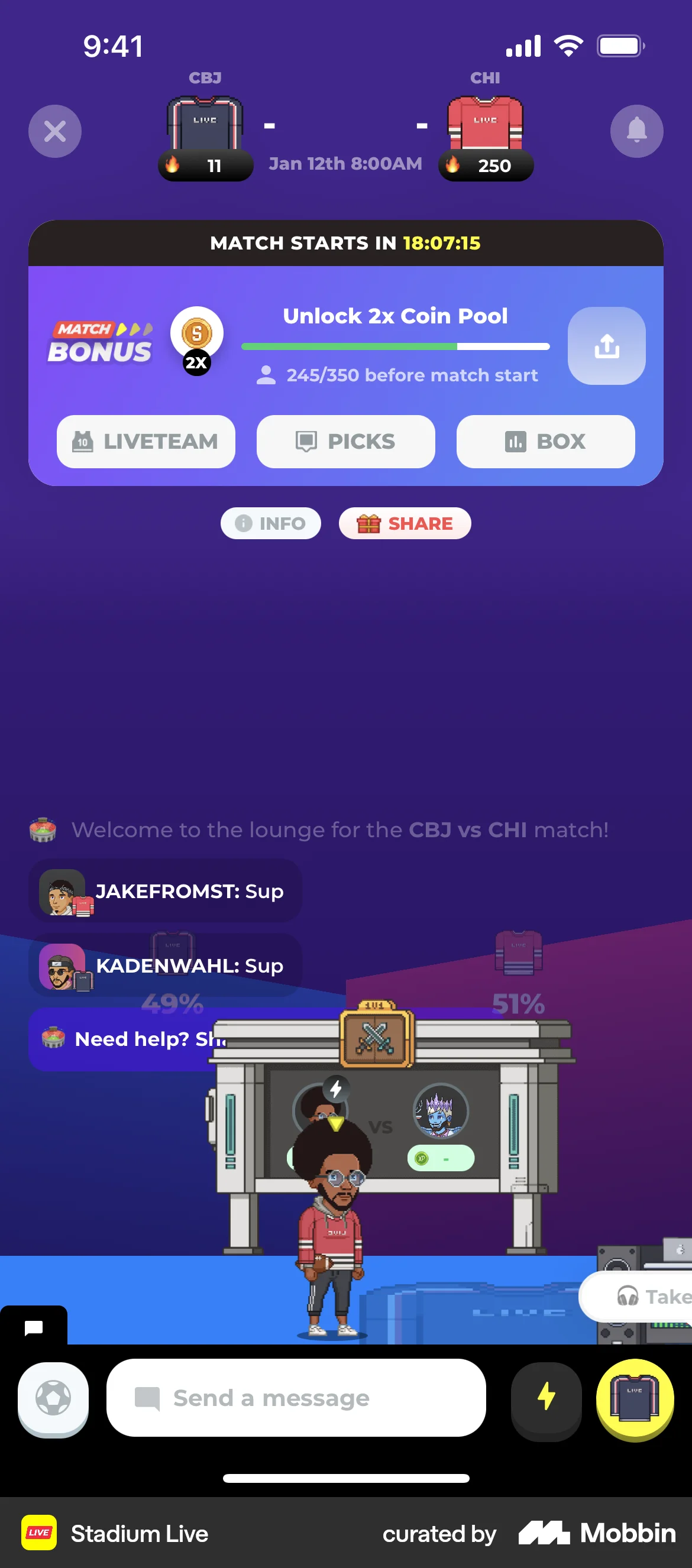 Stadium Live iOS Groups & Community screen
