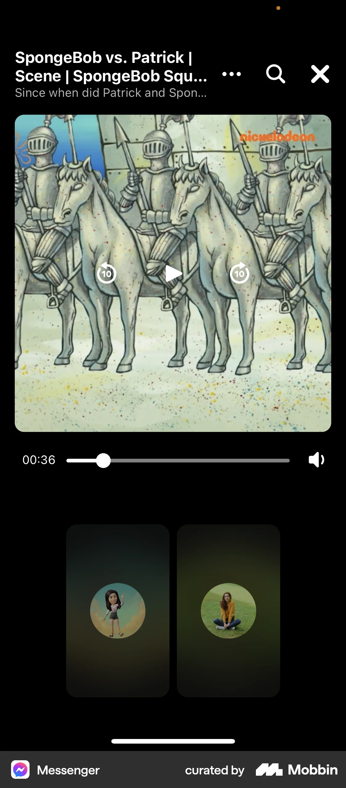 Messenger iOS Video Player screen