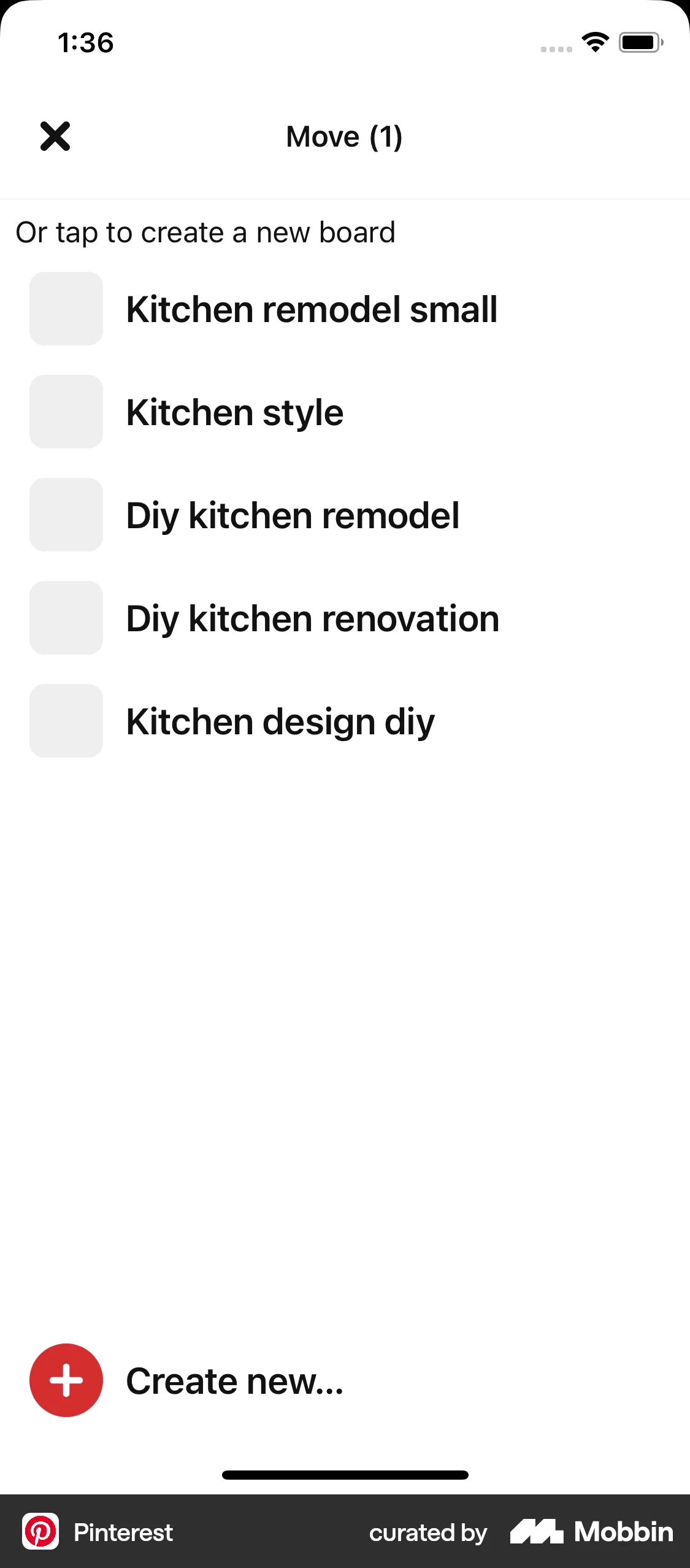 Pinterest iOS Move screen