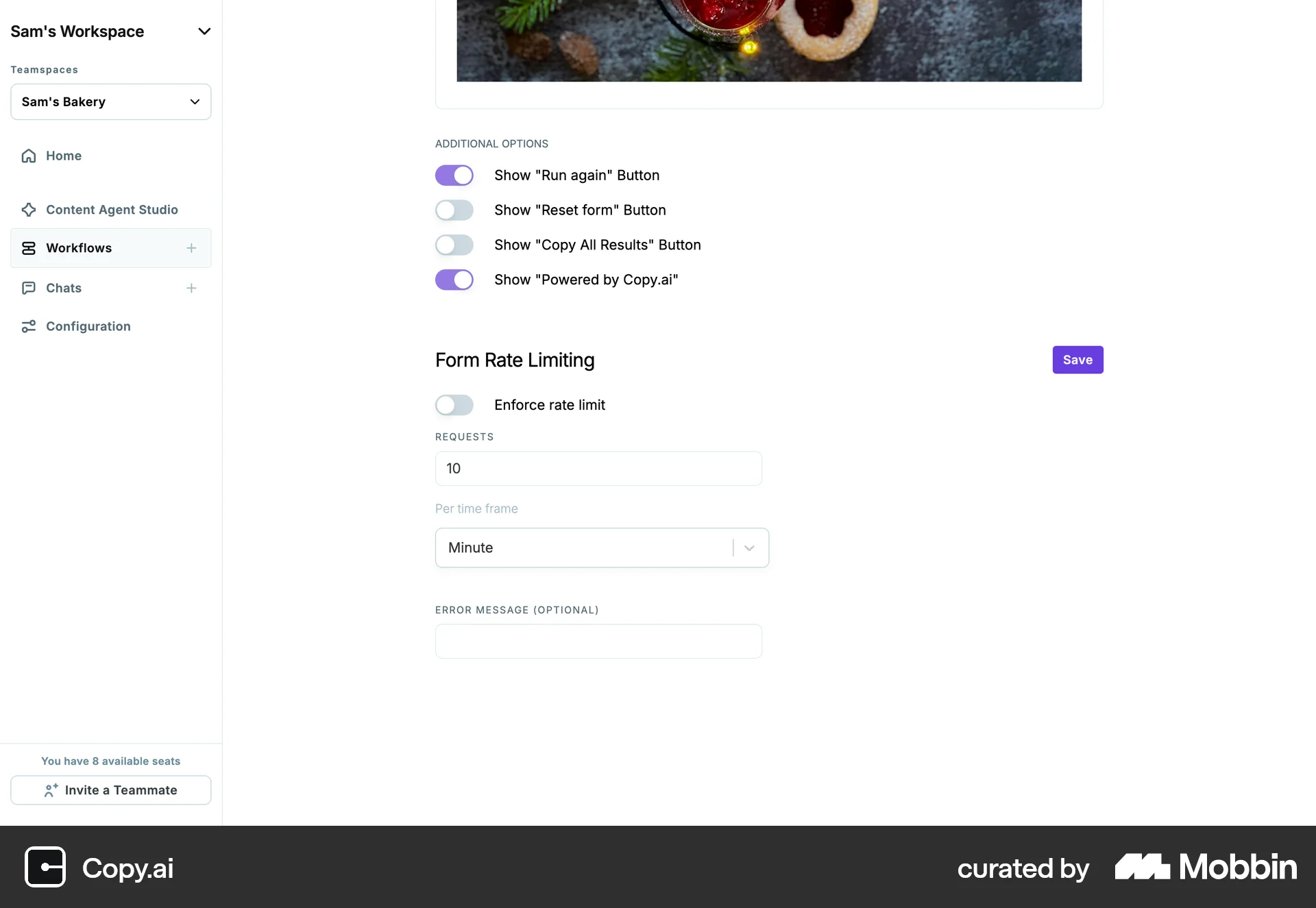 Copy.ai Web screen containing Switch UI element