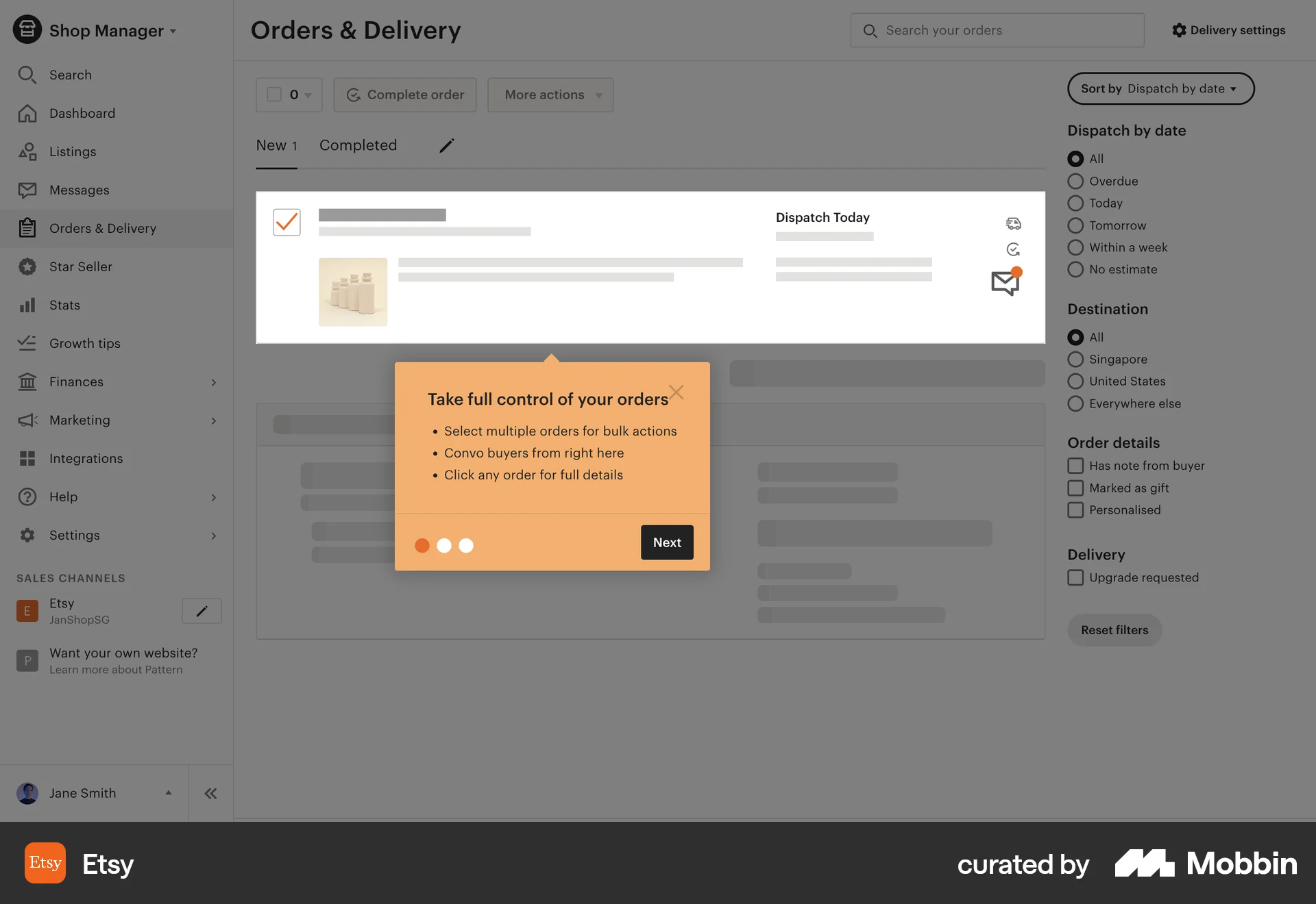 Etsy Web Guided Tour & Tutorial screen