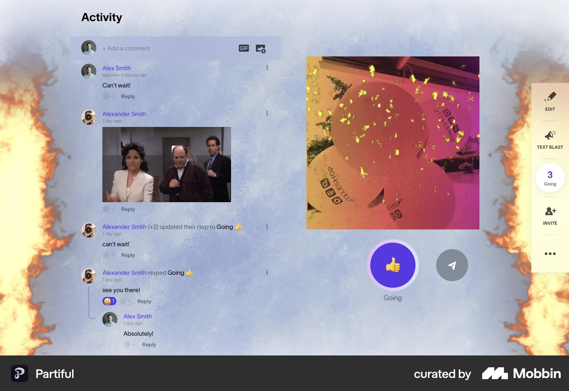 Partiful Web Lifestyle App screen