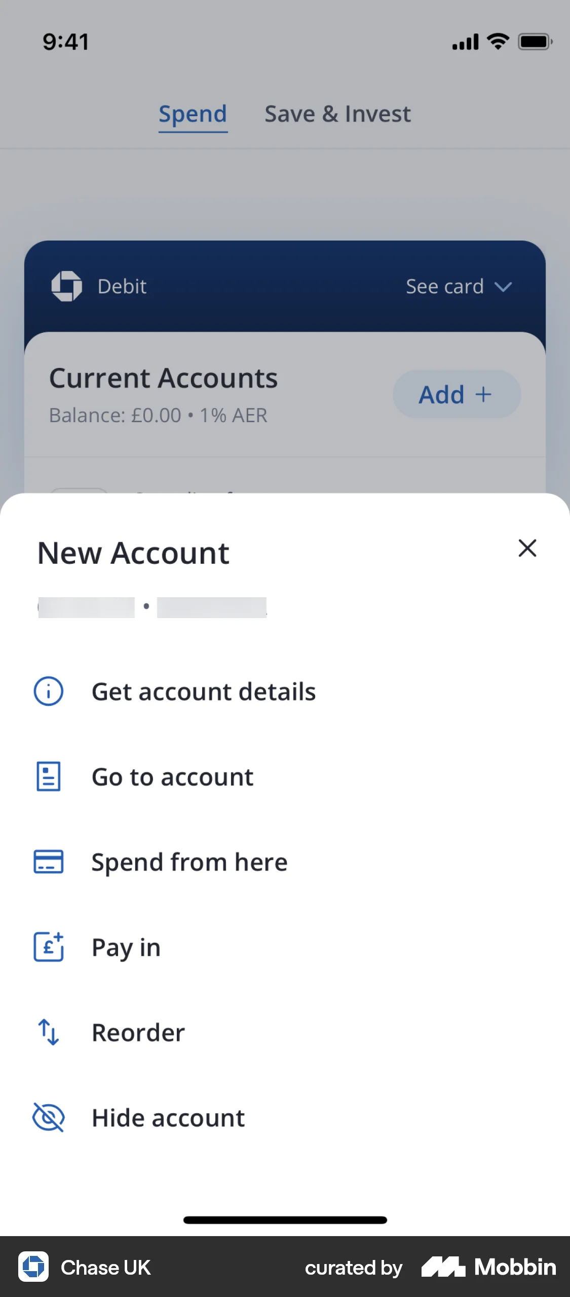 Chase UK iOS screen containing Icon UI element