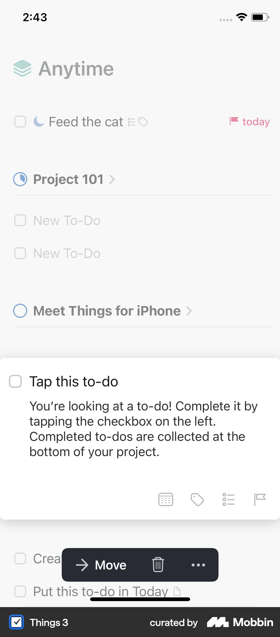 Things 3 iOS Move screen