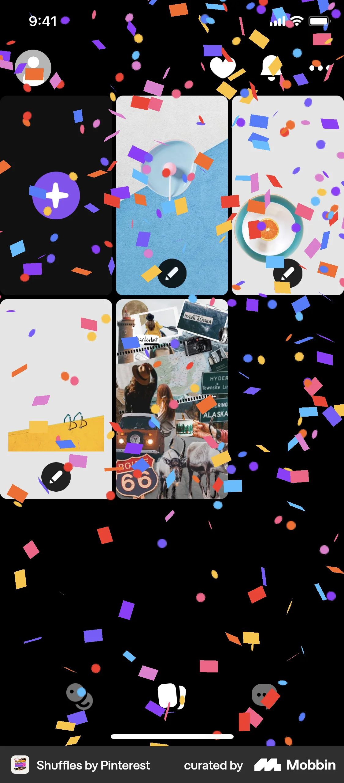 Shuffles by Pinterest iOS Confetti screen