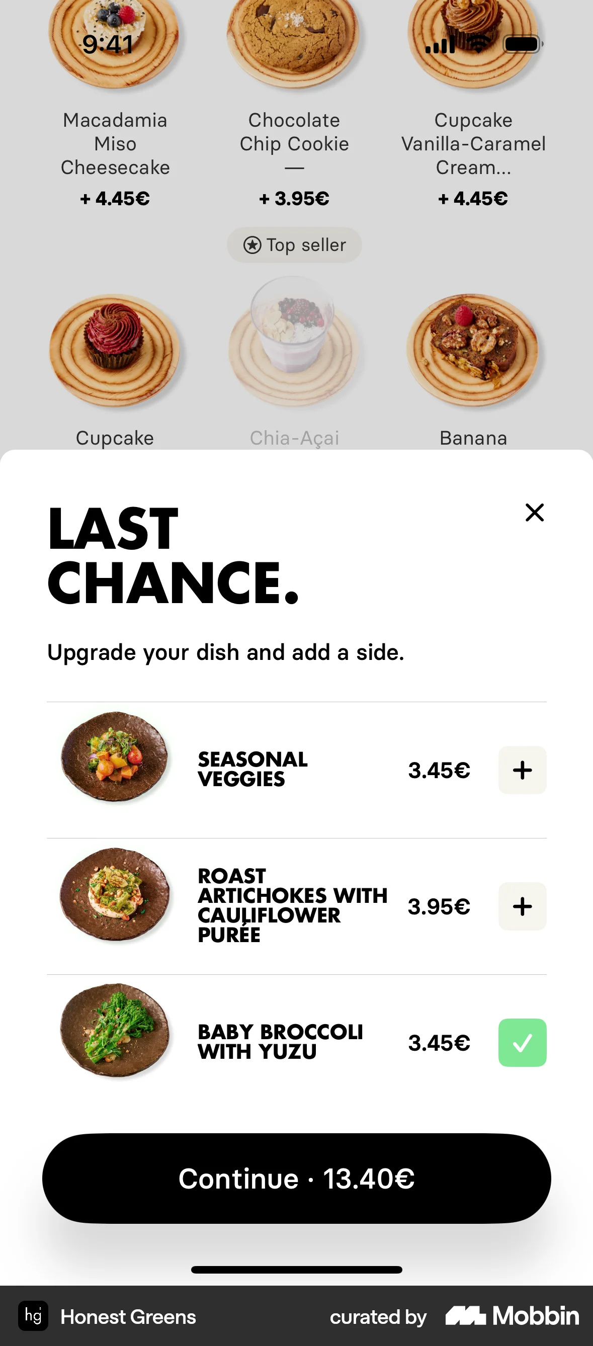 Honest Greens iOS Pricing screen