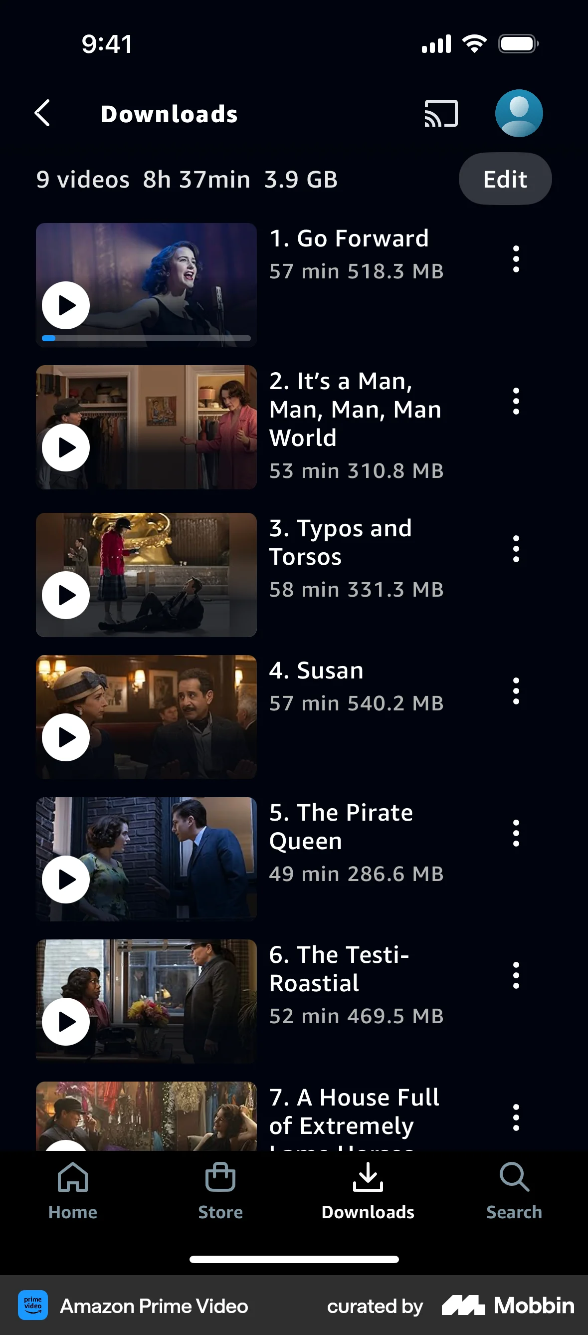 Prime Video iOS Downloads & Available Offline screen