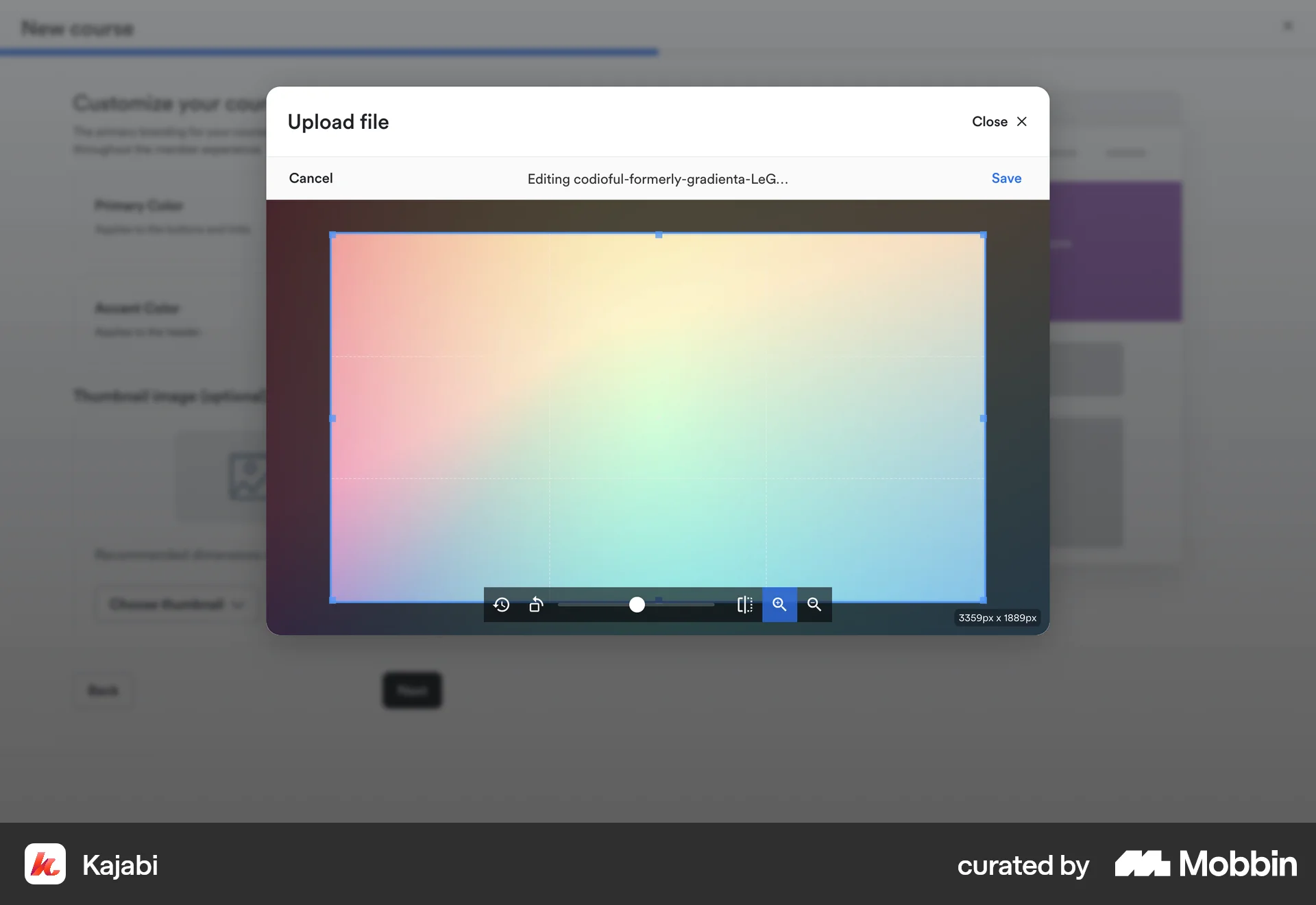 Kajabi Web Media Editor screen