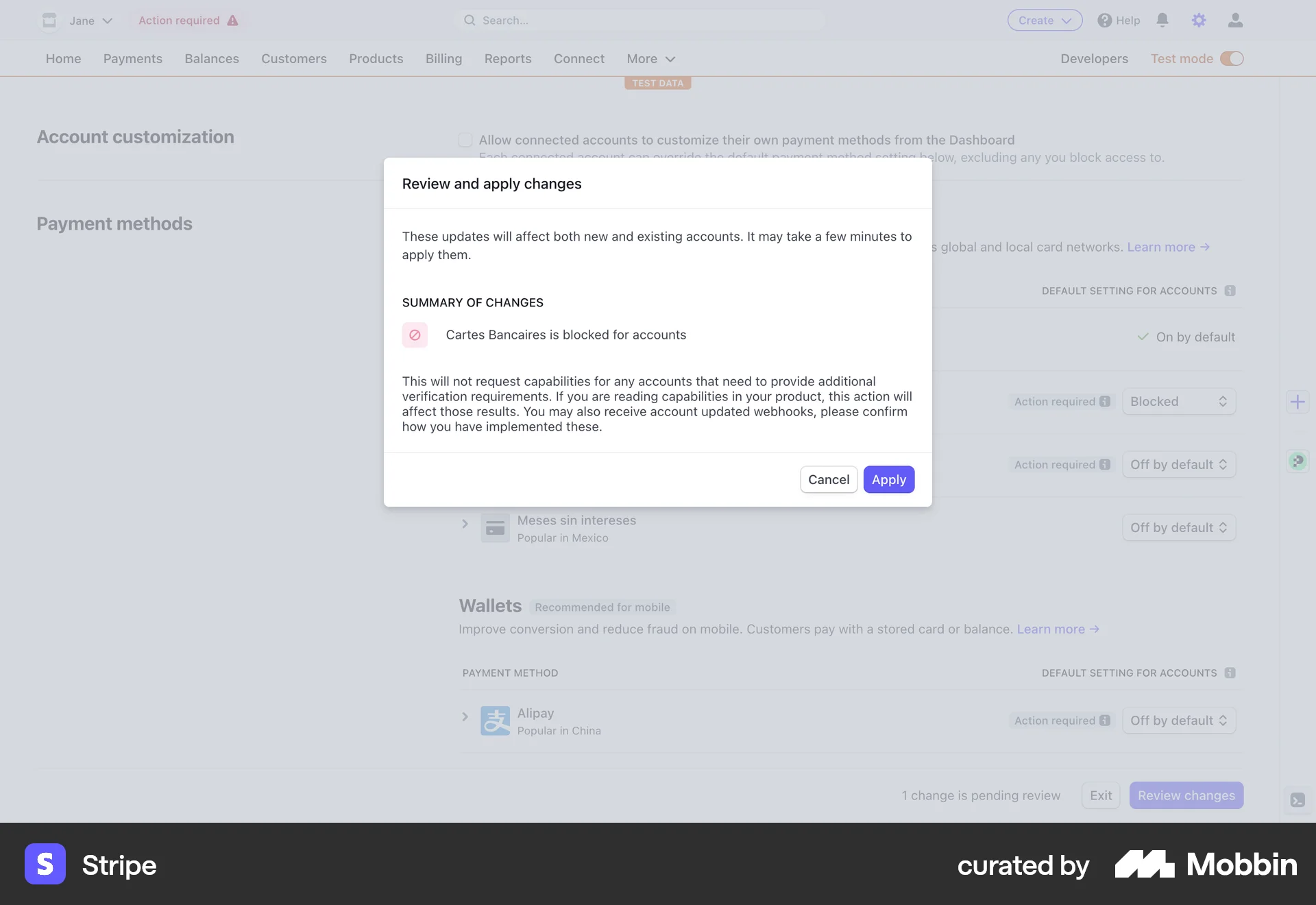 Stripe Web Ban & Block screen