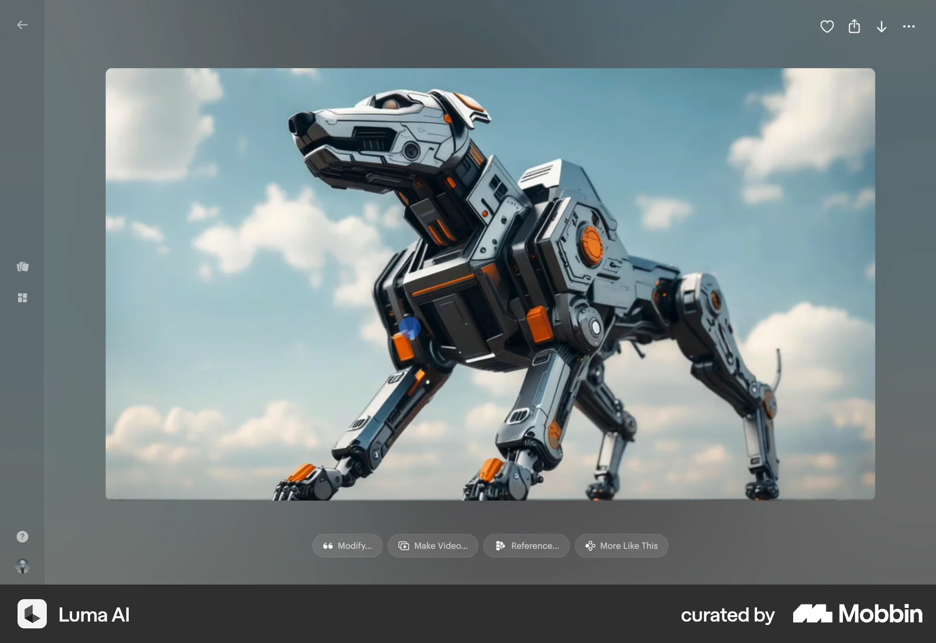 Luma AI Web screen containing Full-Screen Overlay UI element