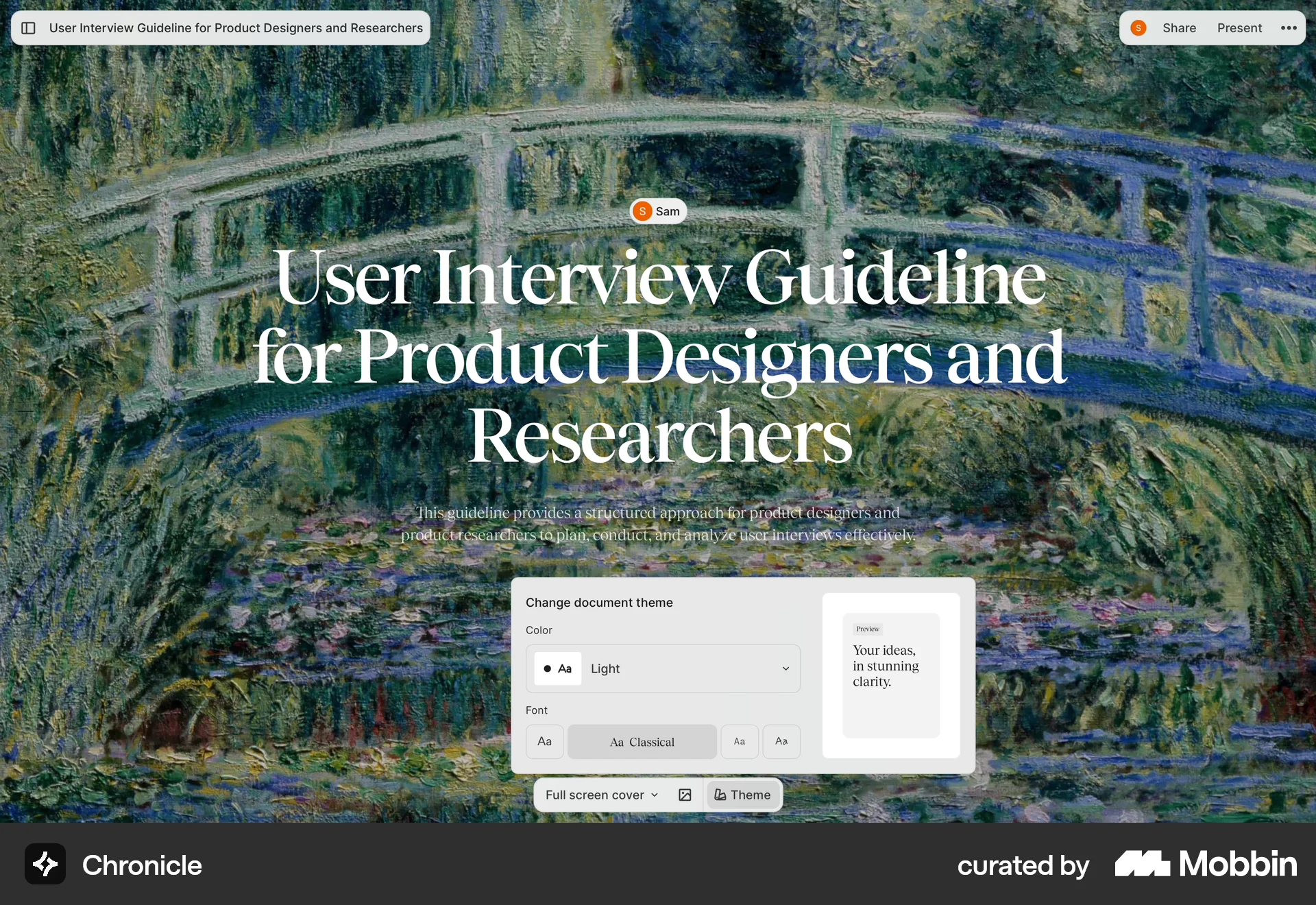 Chronicle Web Edit screen