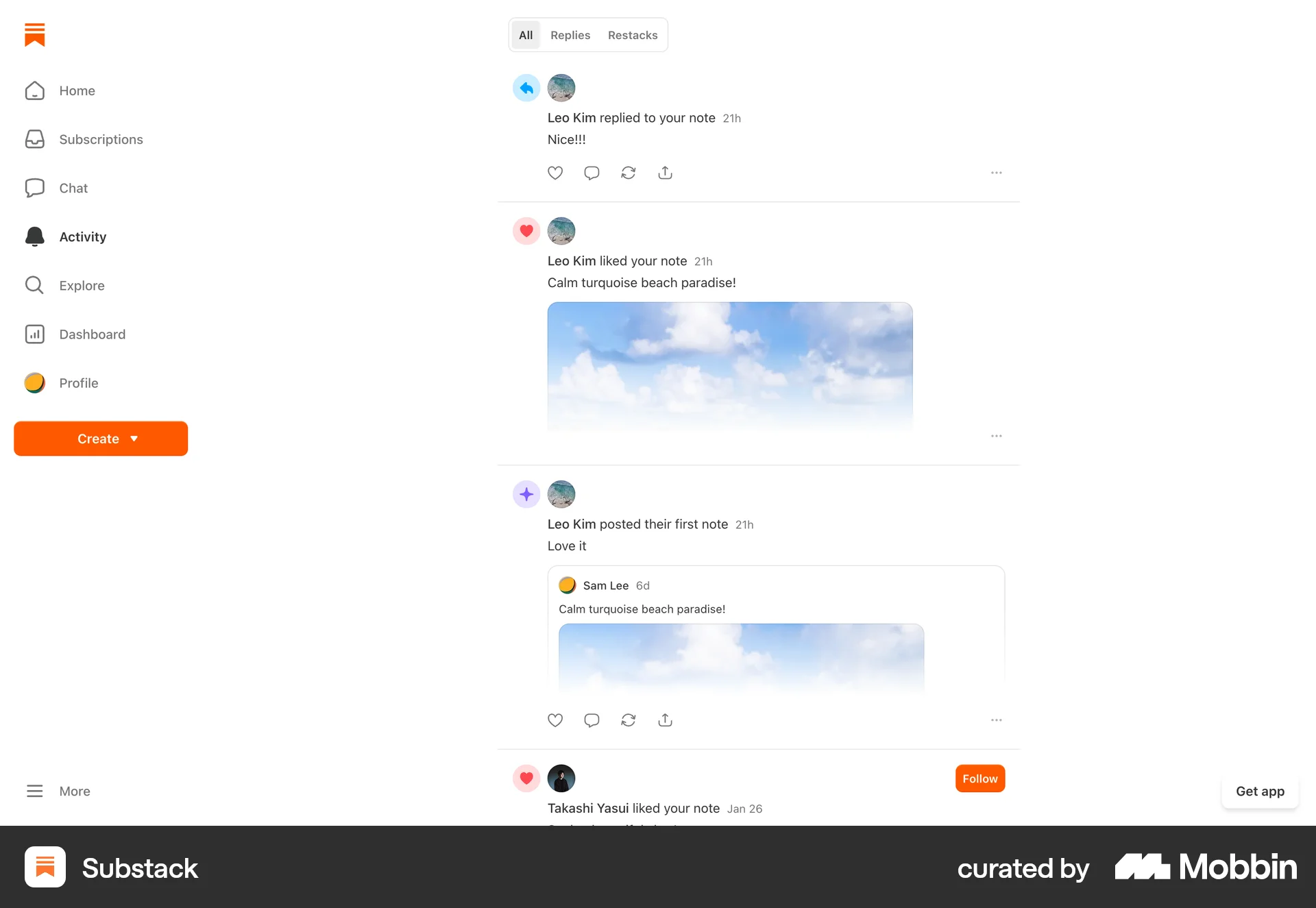 Substack Web Notifications screen