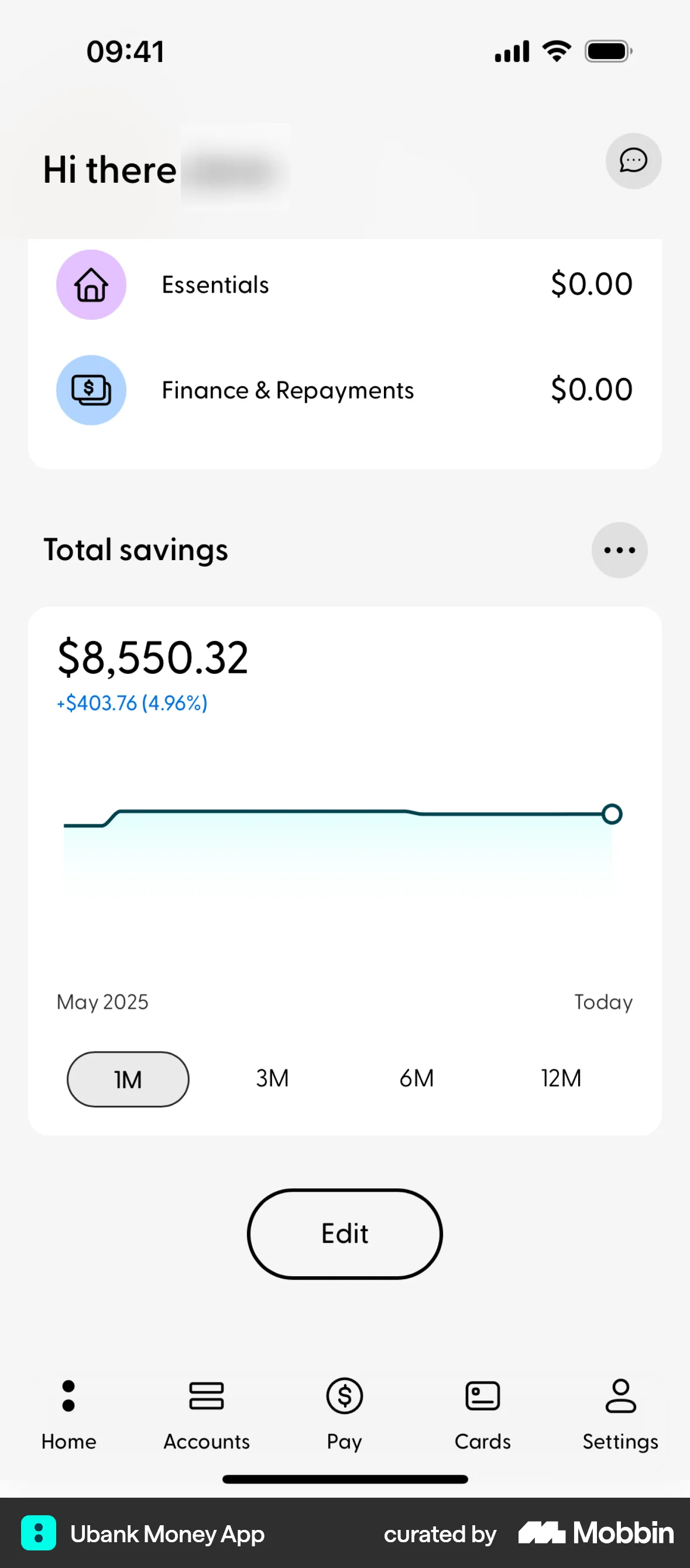 Ubank Money App iOS Charts screen