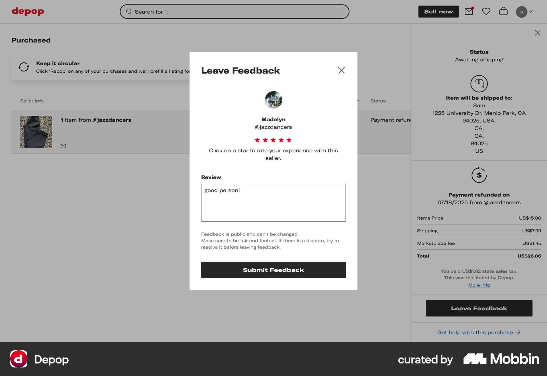 Depop Web Reviews & Ratings screen