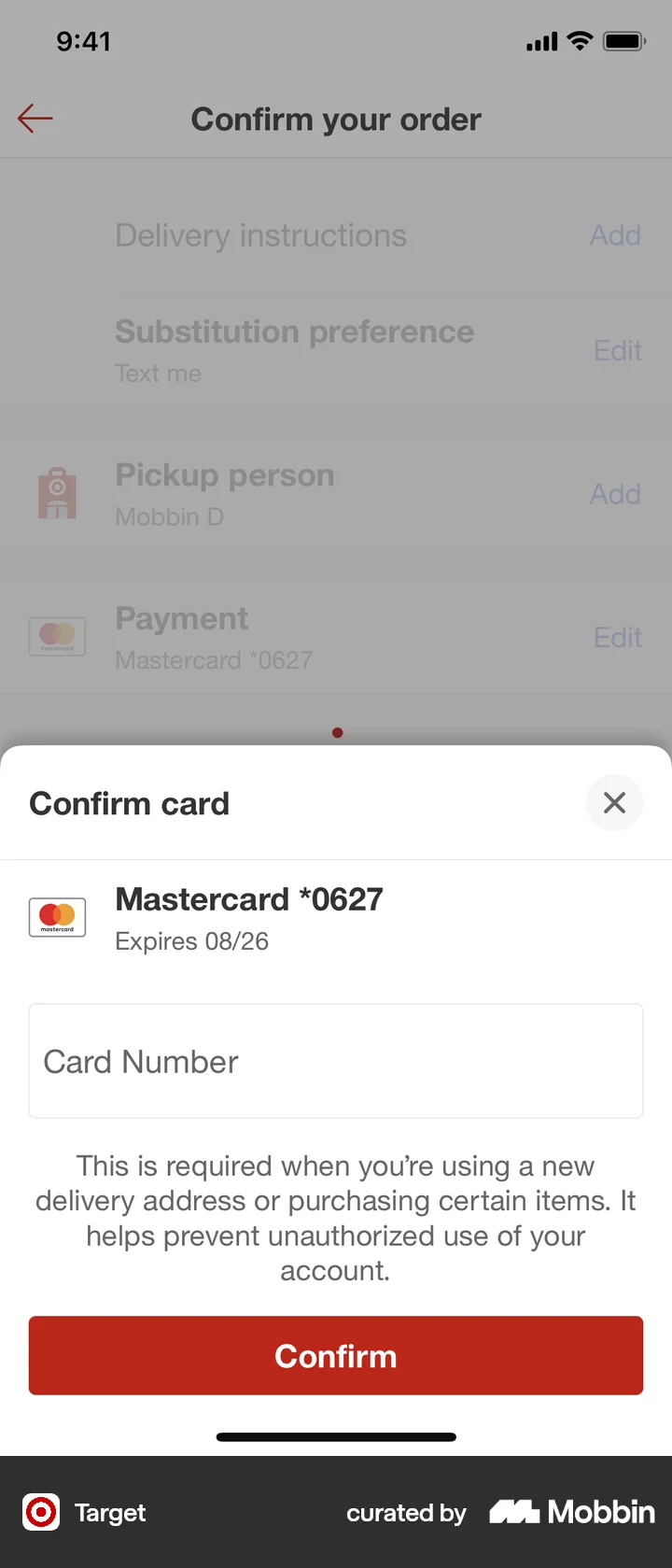 Target Pay Method Screen Payment Screen UI Examples for Mobile