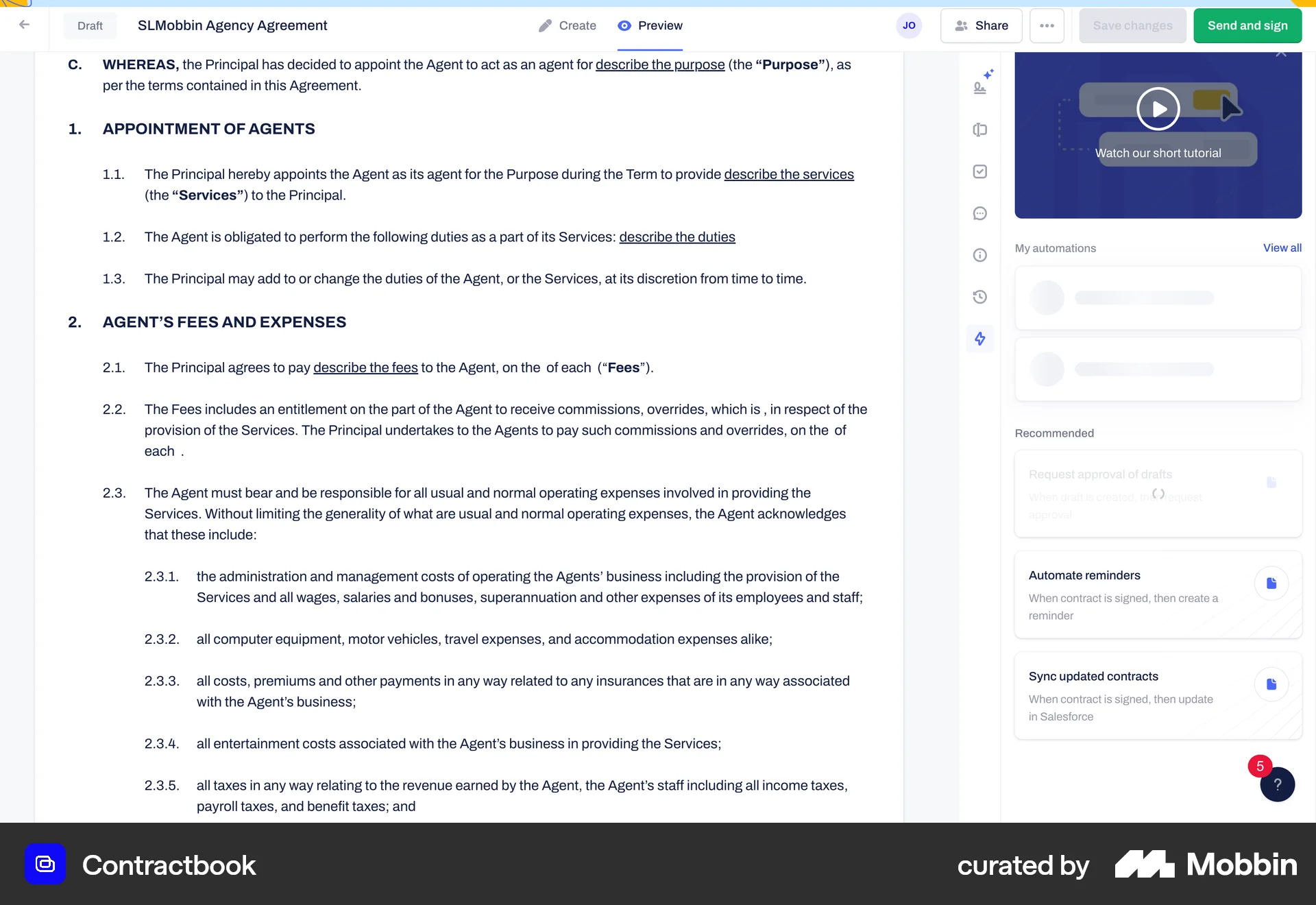 Contractbook Web screen containing Skeleton UI element