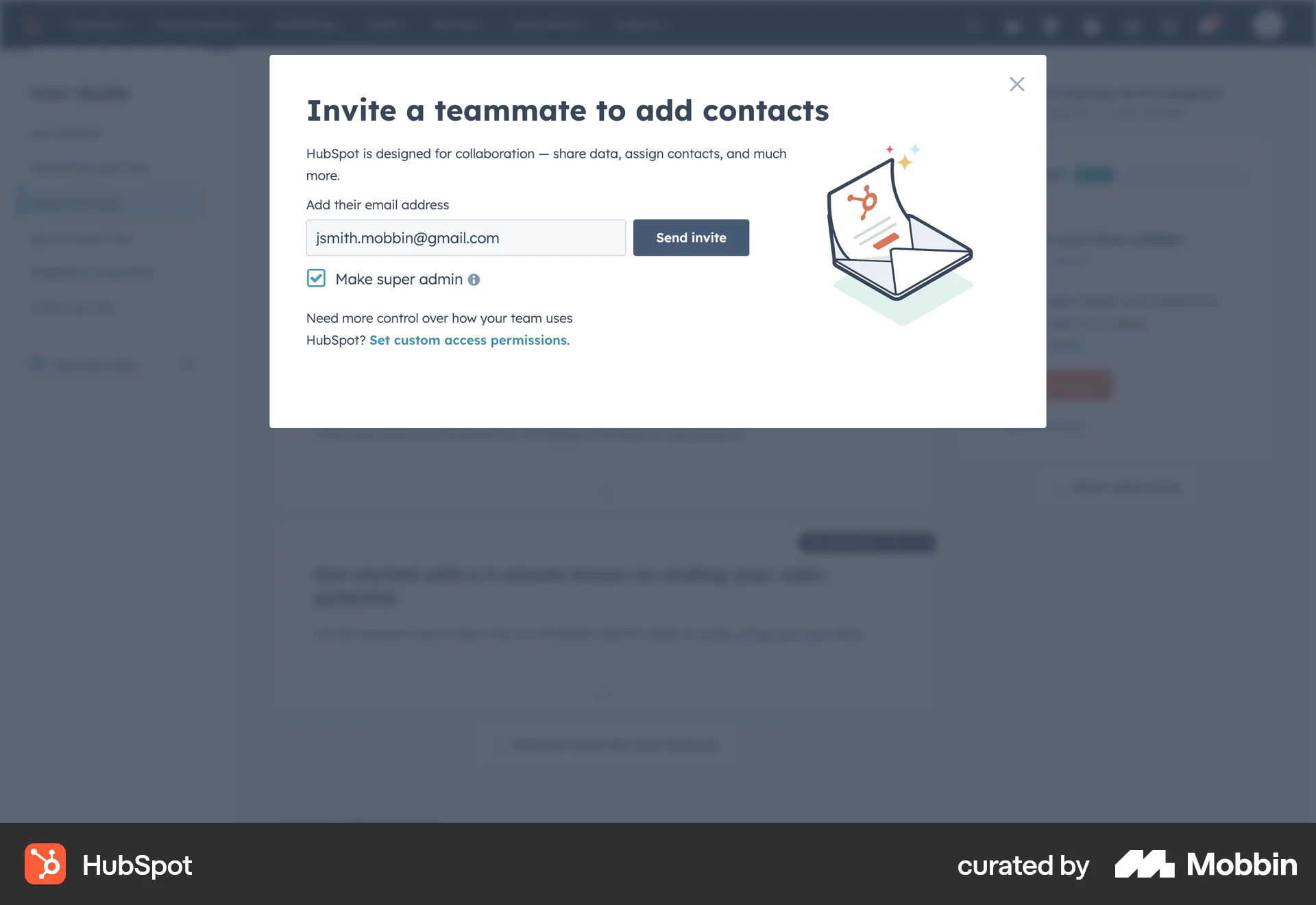 HubSpot Web Invite Teammates screen