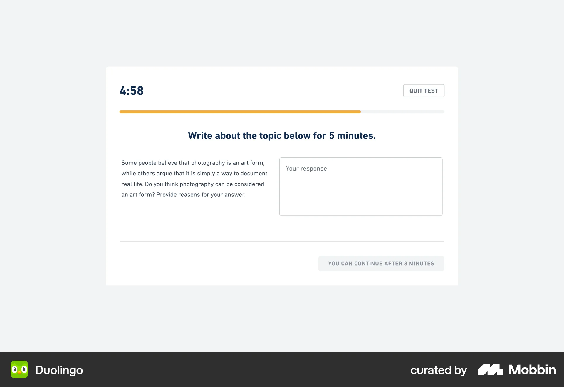 Duolingo Web Quiz screen