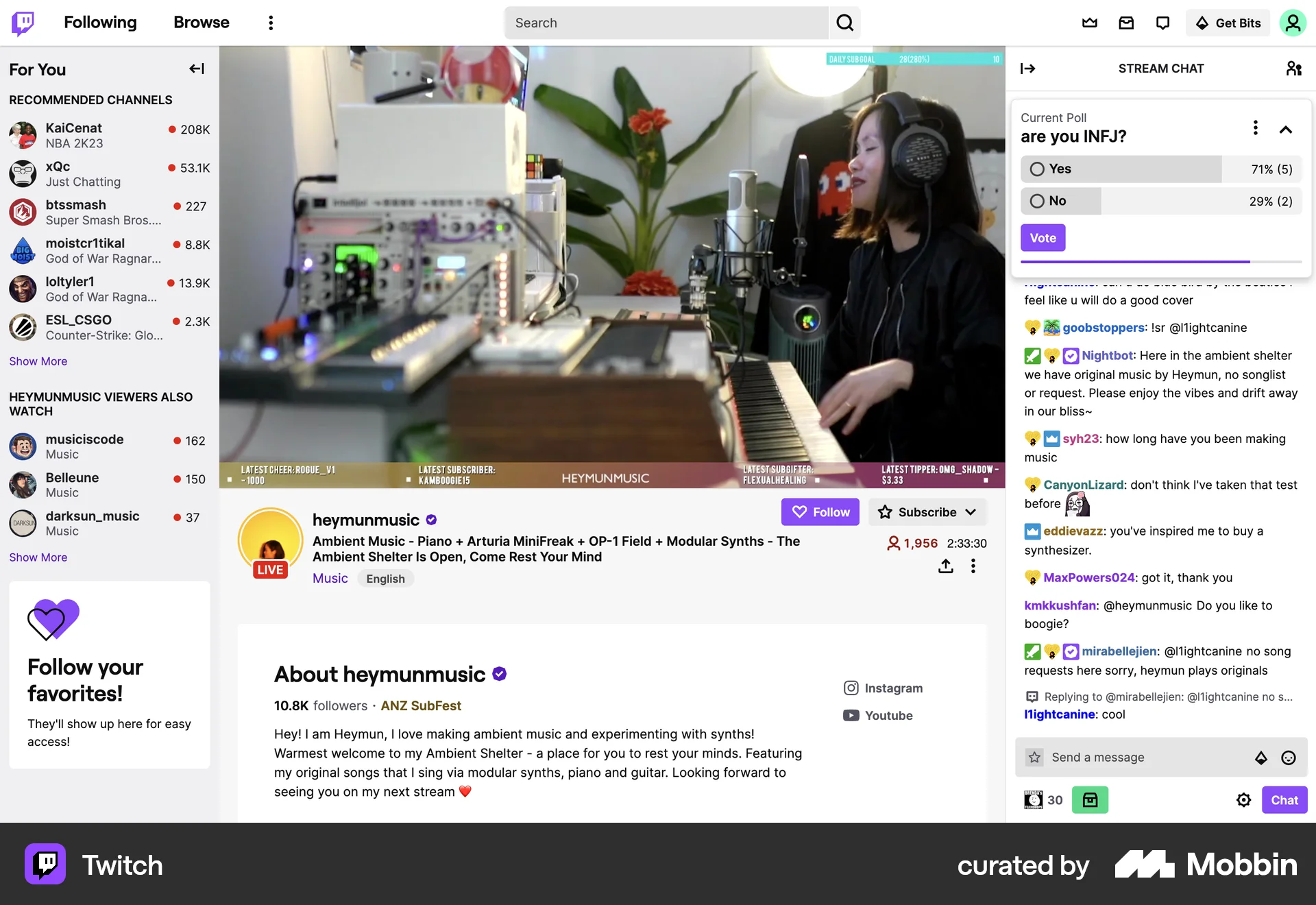 Twitch Web Quiz screen