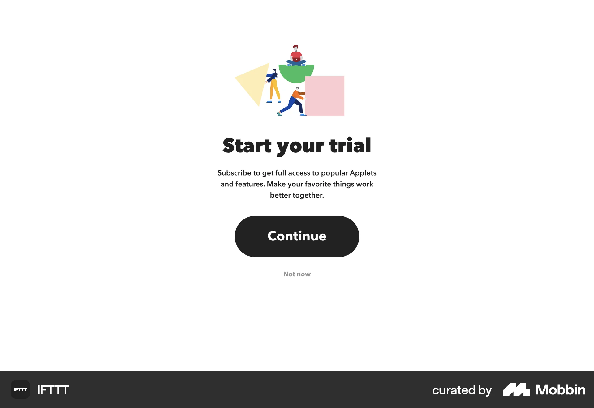 IFTTT Web Subscription & Paywall screen